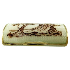 Portasigarette Art Nouveau in argento Sterling Smalto e miniatura dipinta a mano