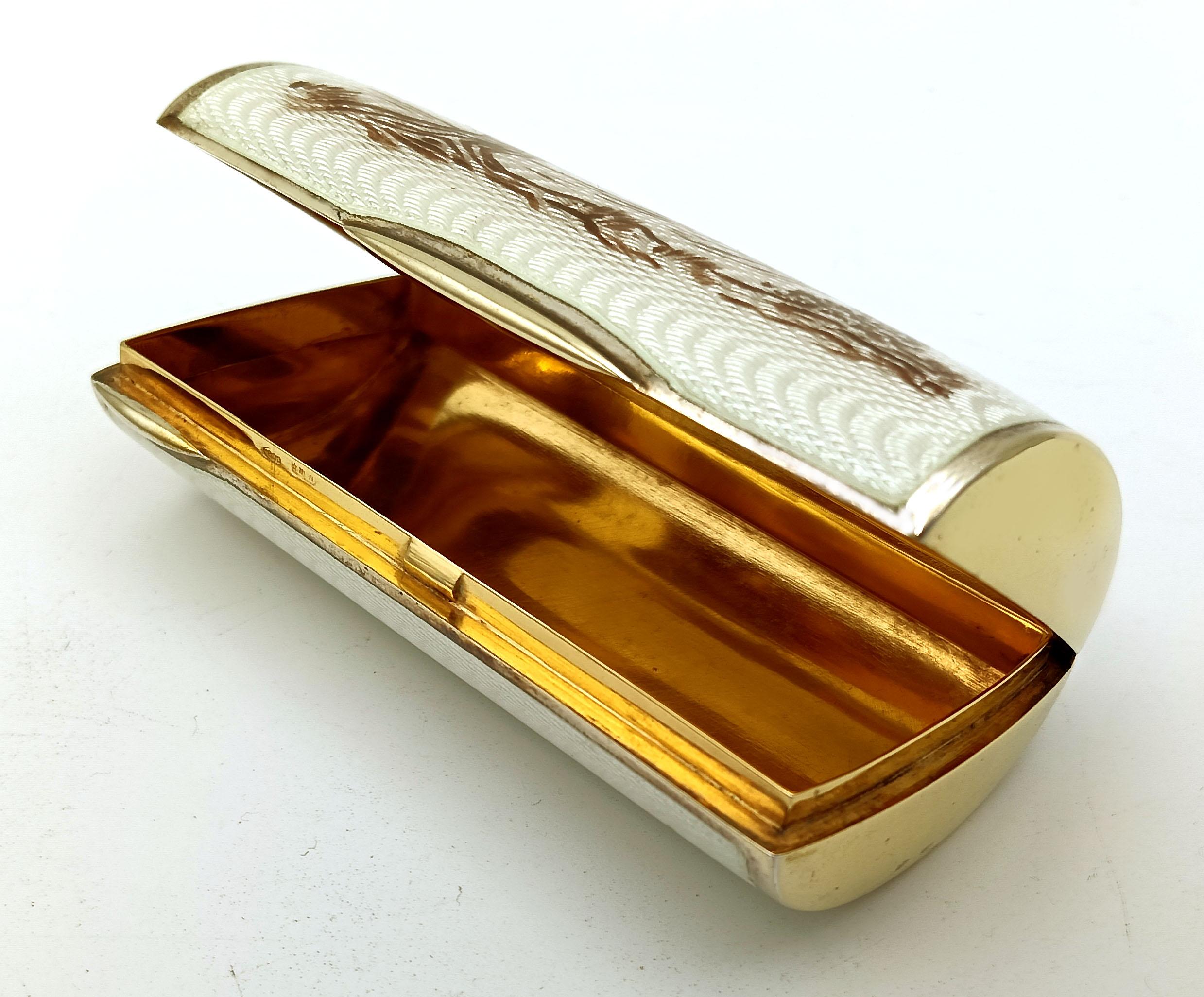 Art Nouveau Sterling Silver Cigarette Case Enamel and Hand-Painted Miniature For Sale 1