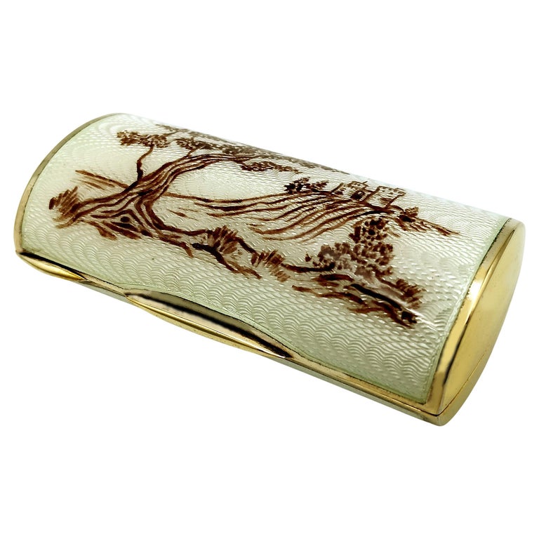 Art Nouveau Sterling Silver Cigarette Case Enamel and Hand-Painted  Miniature For Sale at 1stDibs