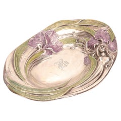 Art nouveau sterling silver enamel bowl, United States end of 19th century.