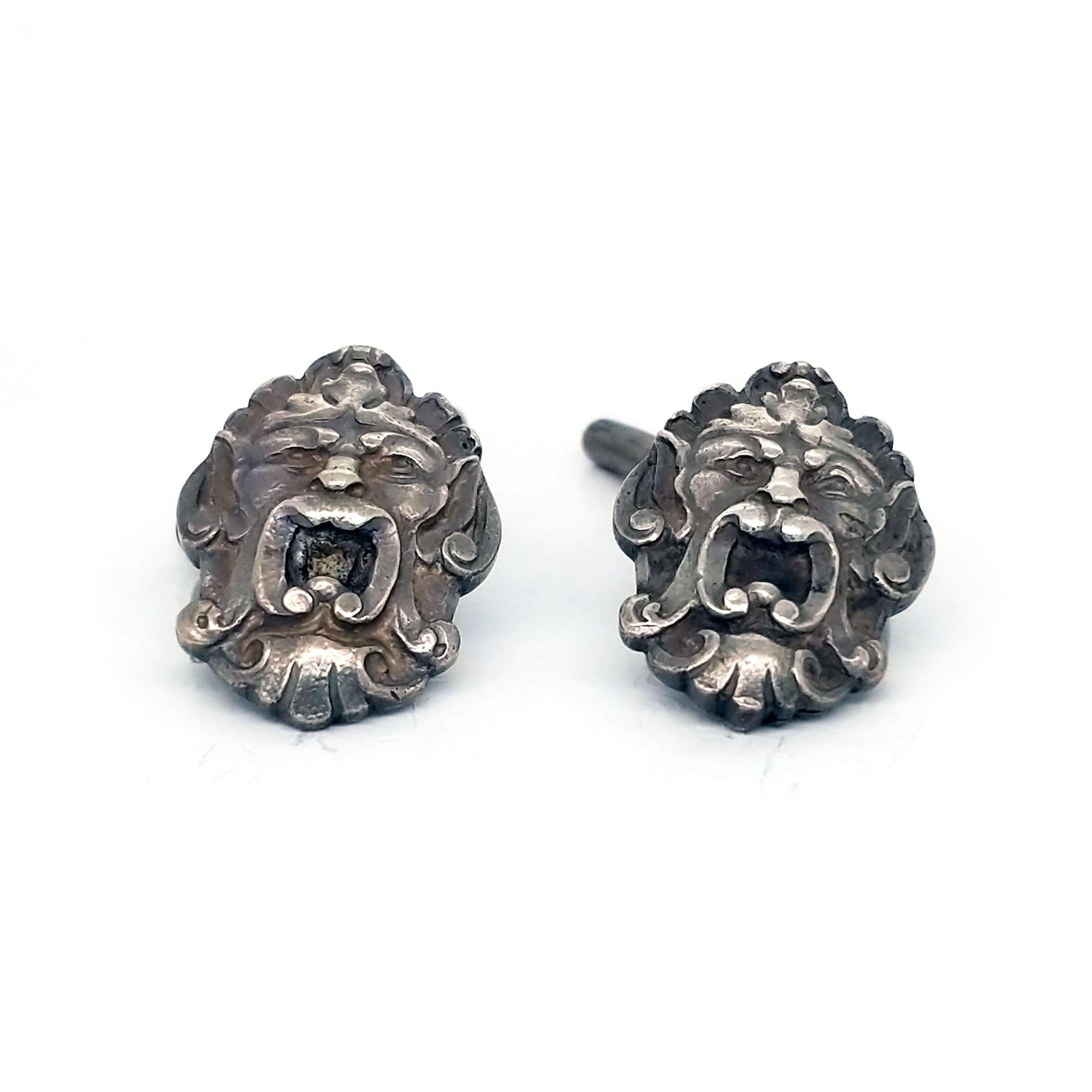 Art Nouveau Sterling Silver Engraved Cufflinks In Good Condition For Sale In Lexington, KY