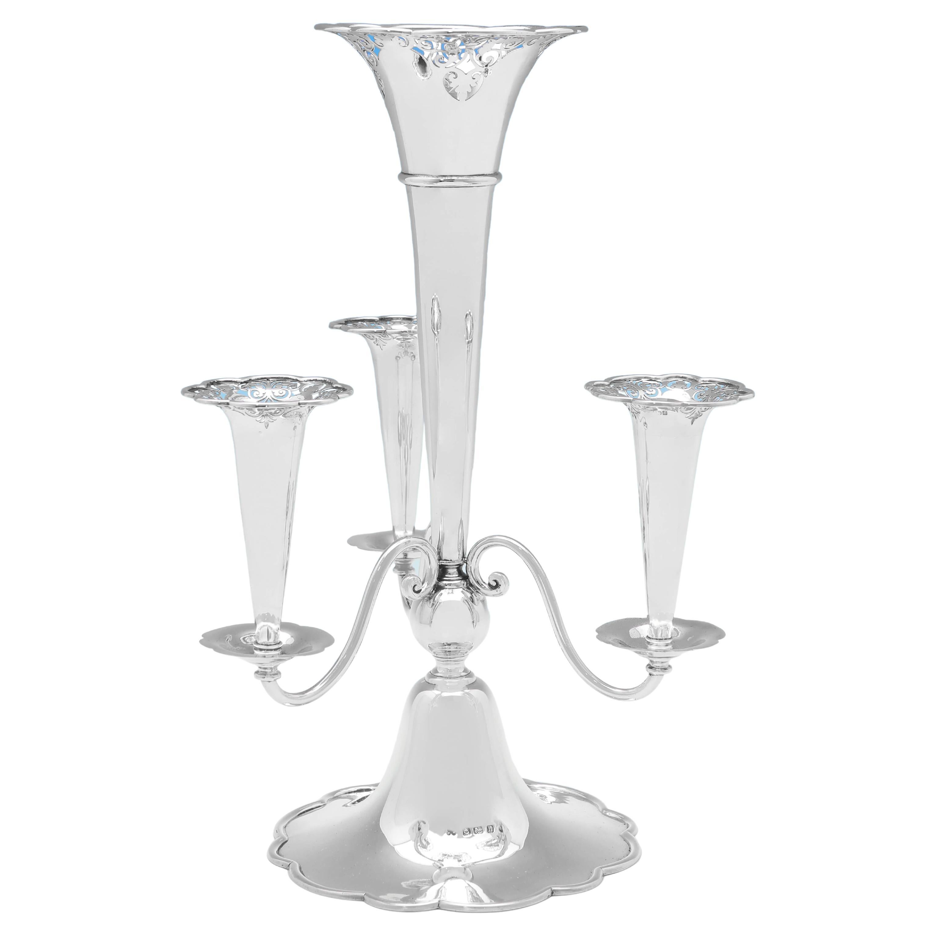 Art Nouveau Sterling Silver Epergne / Centrepiece Vase, Birmingham, 1907 For Sale