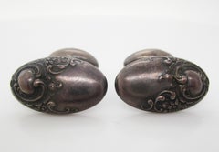 Art Nouveau Sterling Silver Floral Cufflinks