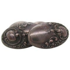 Antique Art Nouveau Sterling Silver Floral Cufflinks