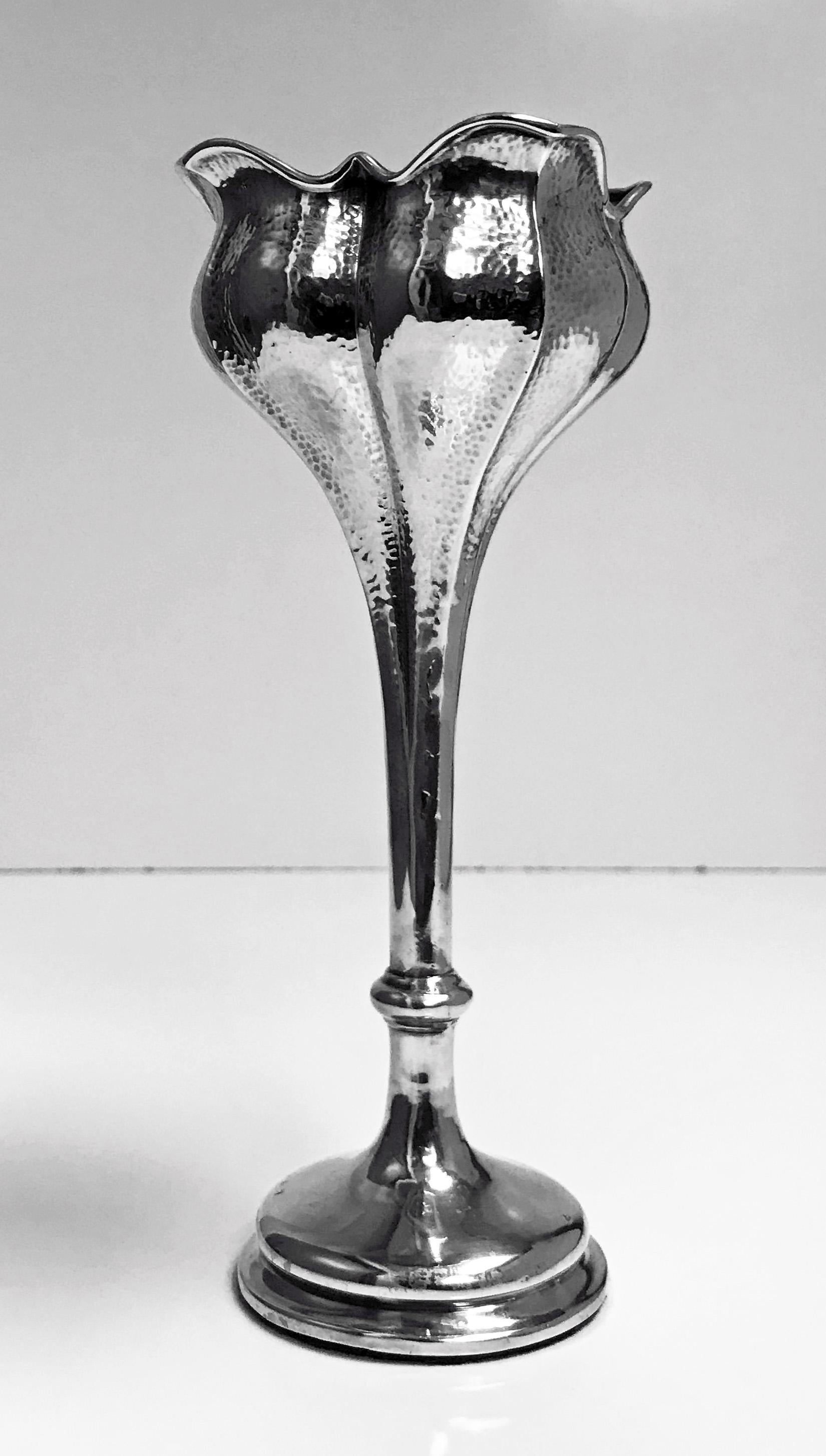antique silver flower vase