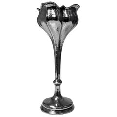 Antique Art Nouveau Sterling Silver Flower Vase, Birmingham 1902 Henry Matthews