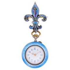Épingle de montre/pendentif Art nouveau en argent sterling/or guilloché