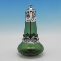 Art Nouveau Sterling Silver & Green Glass Claret Jug, London 1902 - Kate Harris