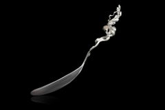 Art Nouveau Sterling Silver Knife with Sculptural Floral Handle