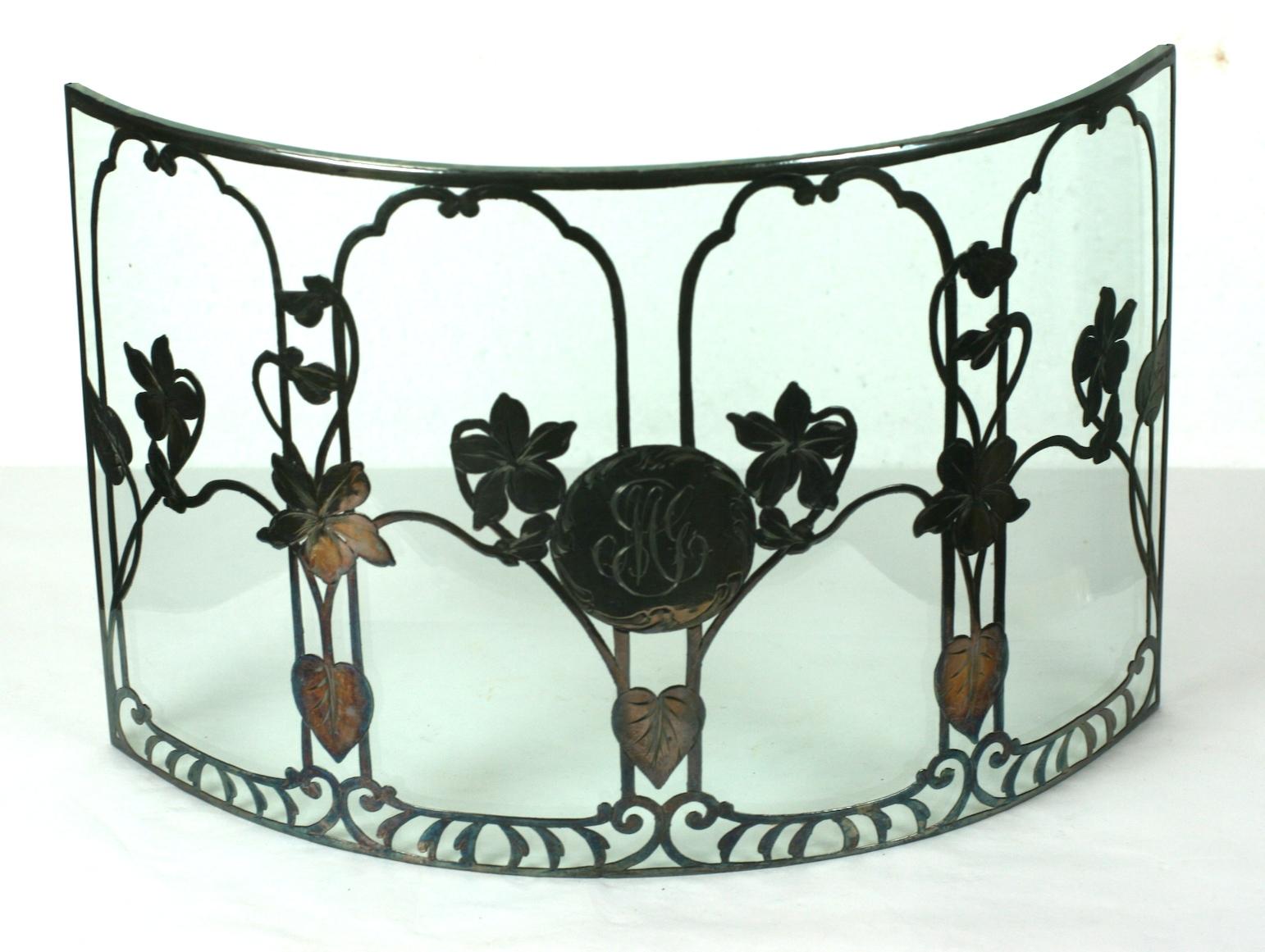 Art Deco Art Nouveau Sterling Silver Overlay Candle Guard For Sale