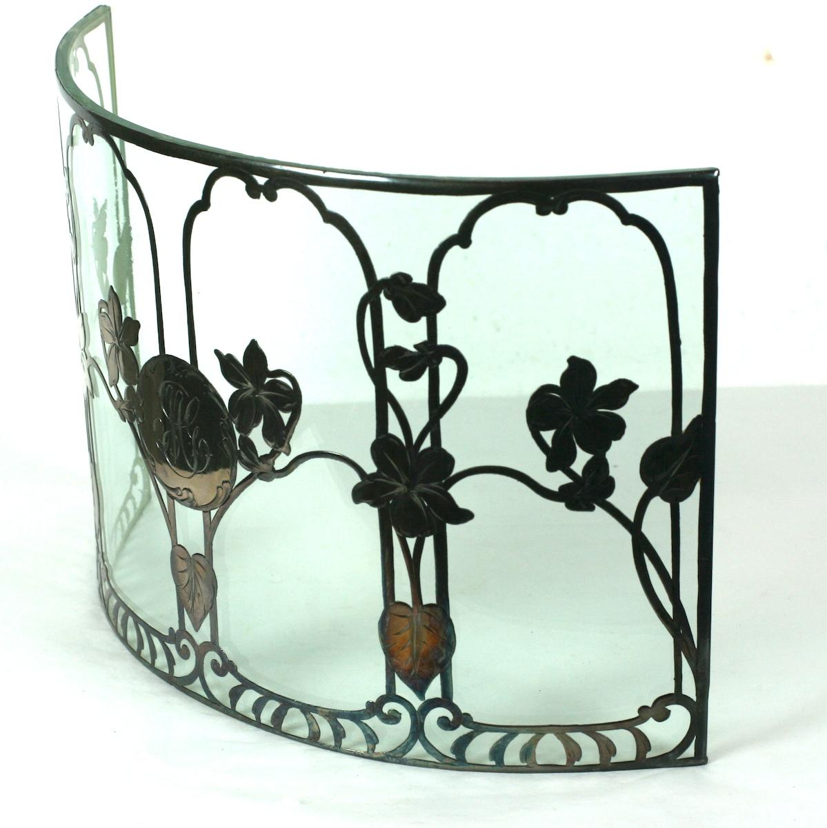 American Art Nouveau Sterling Silver Overlay Candle Guard For Sale
