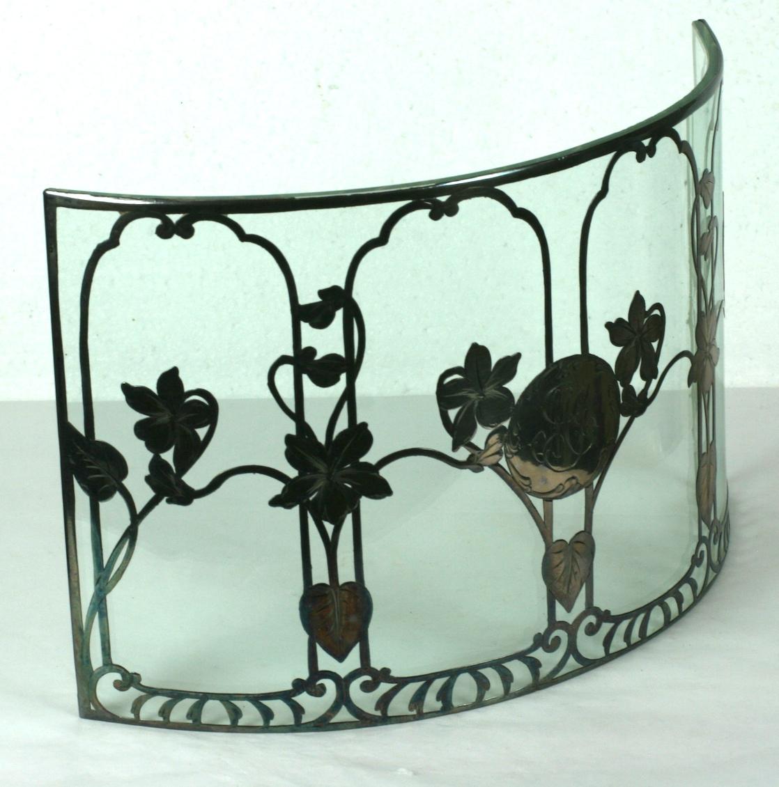 Art Nouveau Sterling Silver Overlay Candle Guard In Excellent Condition For Sale In Riverdale, NY
