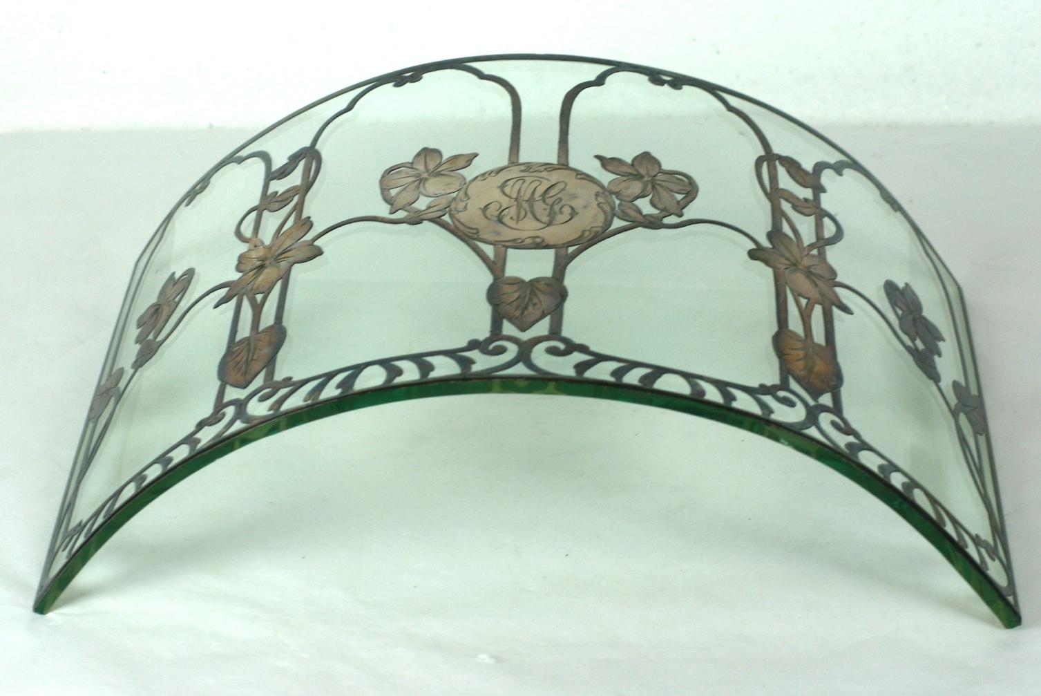 Art Nouveau Sterling Silver Overlay Candle Guard For Sale 1
