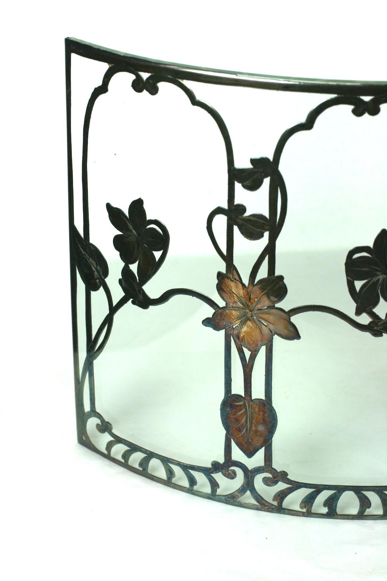 Art Nouveau Sterling Silver Overlay Candle Guard For Sale 3