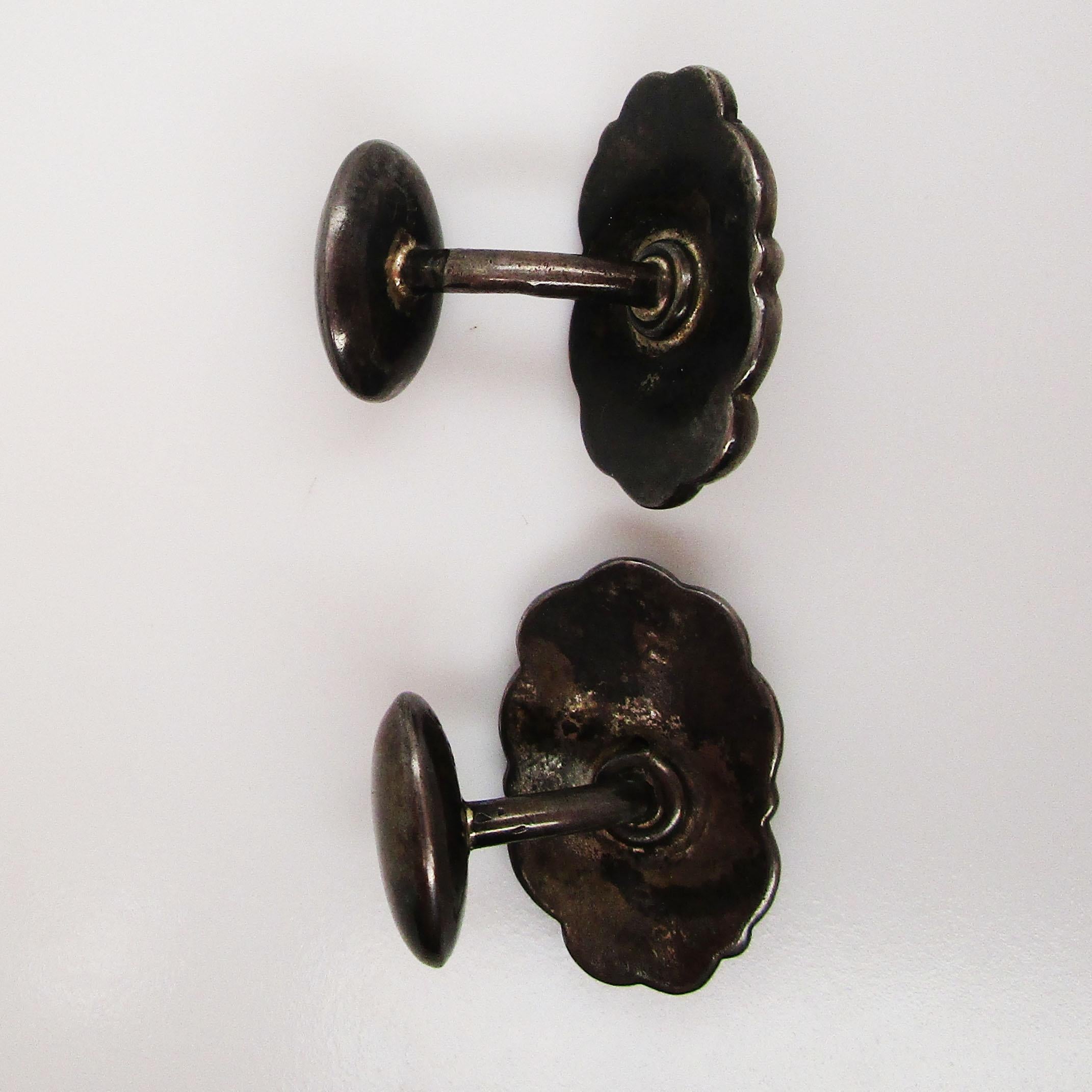 De los hombres Art Nouveau Gemelos de plata de ley Figuras de olas de caballo Unger Brothers en venta