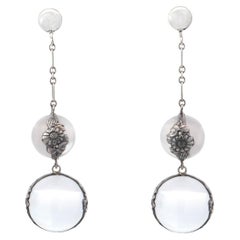 Orecchini Art Nouveau in argento sterling con cristalli di quarzo roccioso e piscine di luce