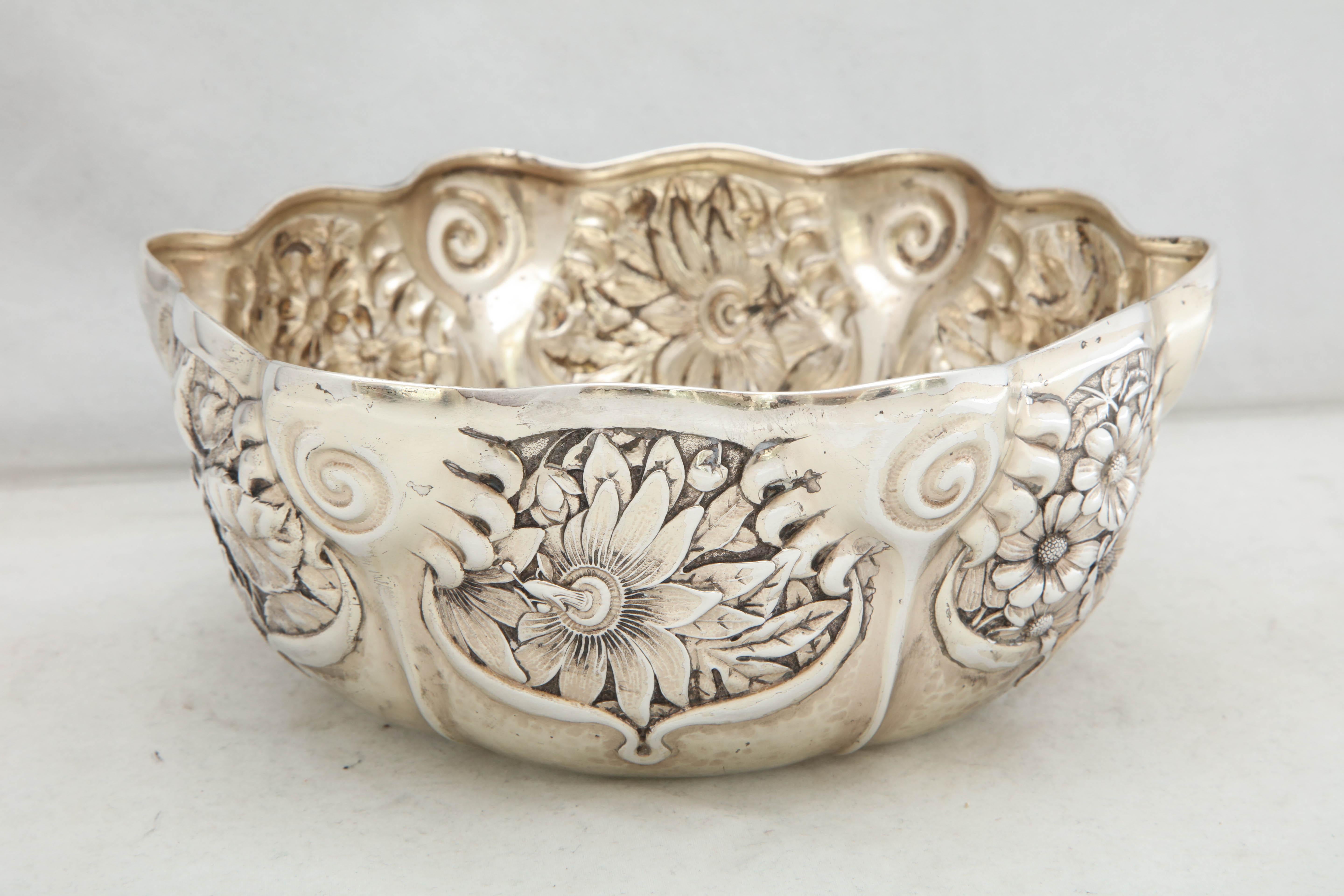 American Art Nouveau Sterling Silver Serving Bowl by Whiting Mfg. Co