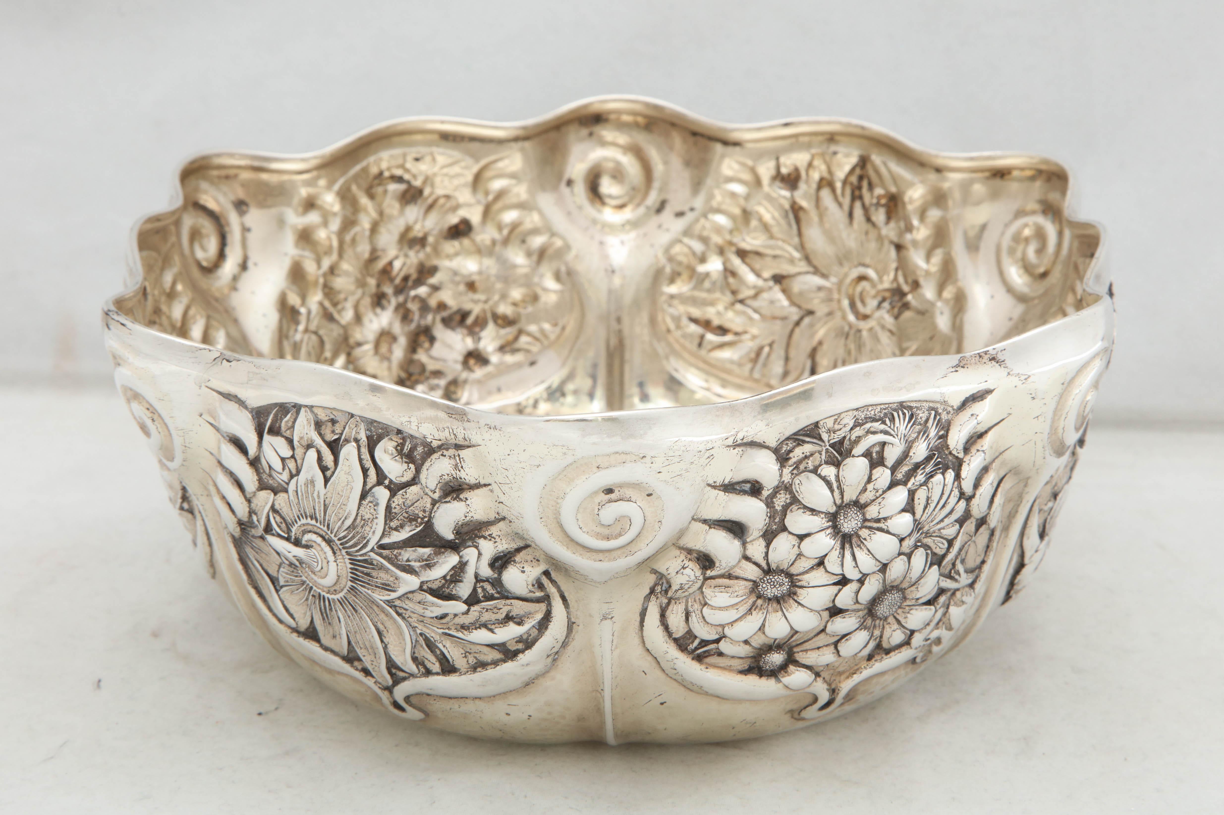 Early 20th Century Art Nouveau Sterling Silver Serving Bowl by Whiting Mfg. Co