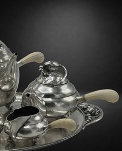 Art Nouveau sterling silver tea and coffee service by Georg Jensen