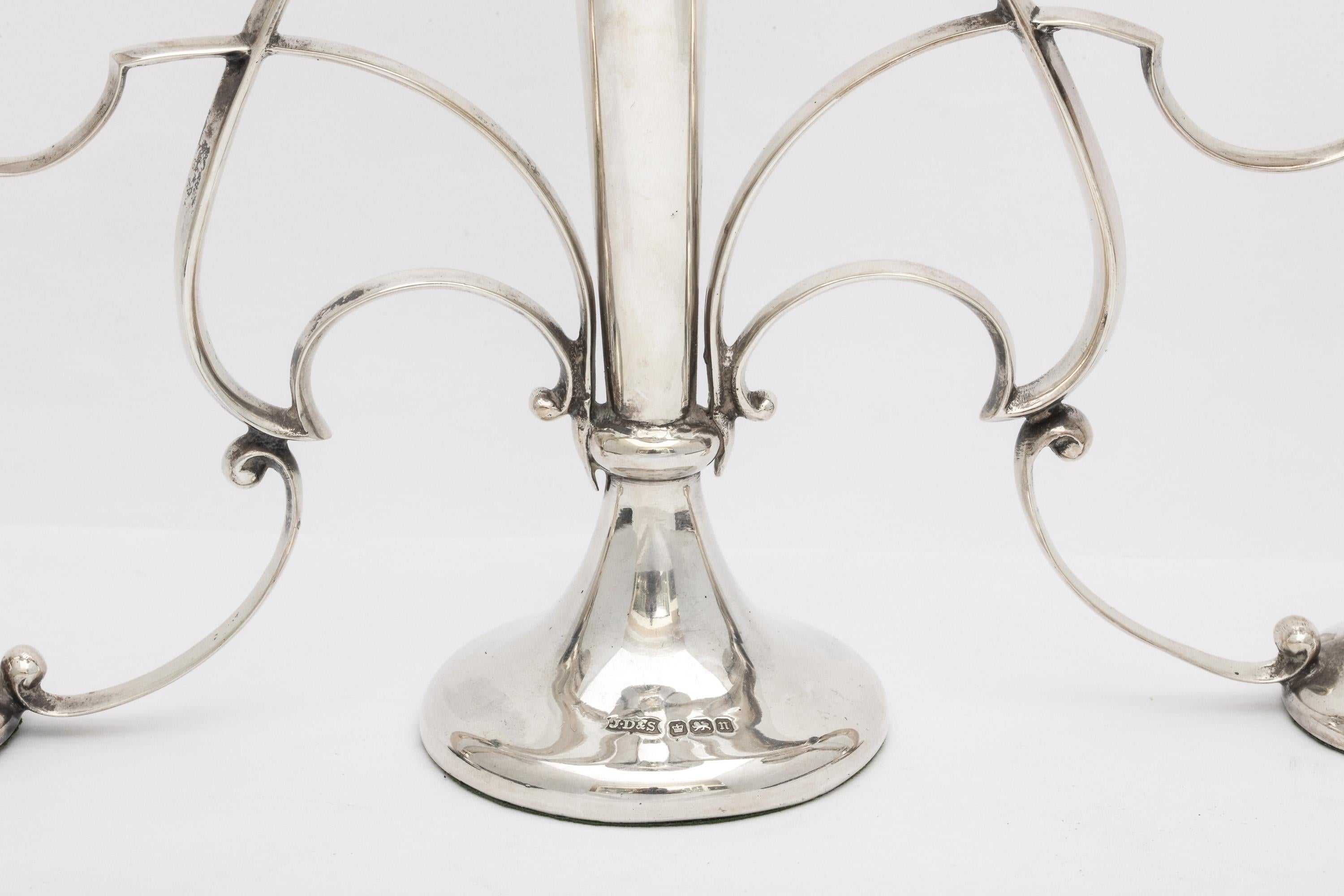Art Nouveau Sterling Silver Three-Vase Epergne/Centerpiece-James Dixon and Sons In Good Condition In New York, NY