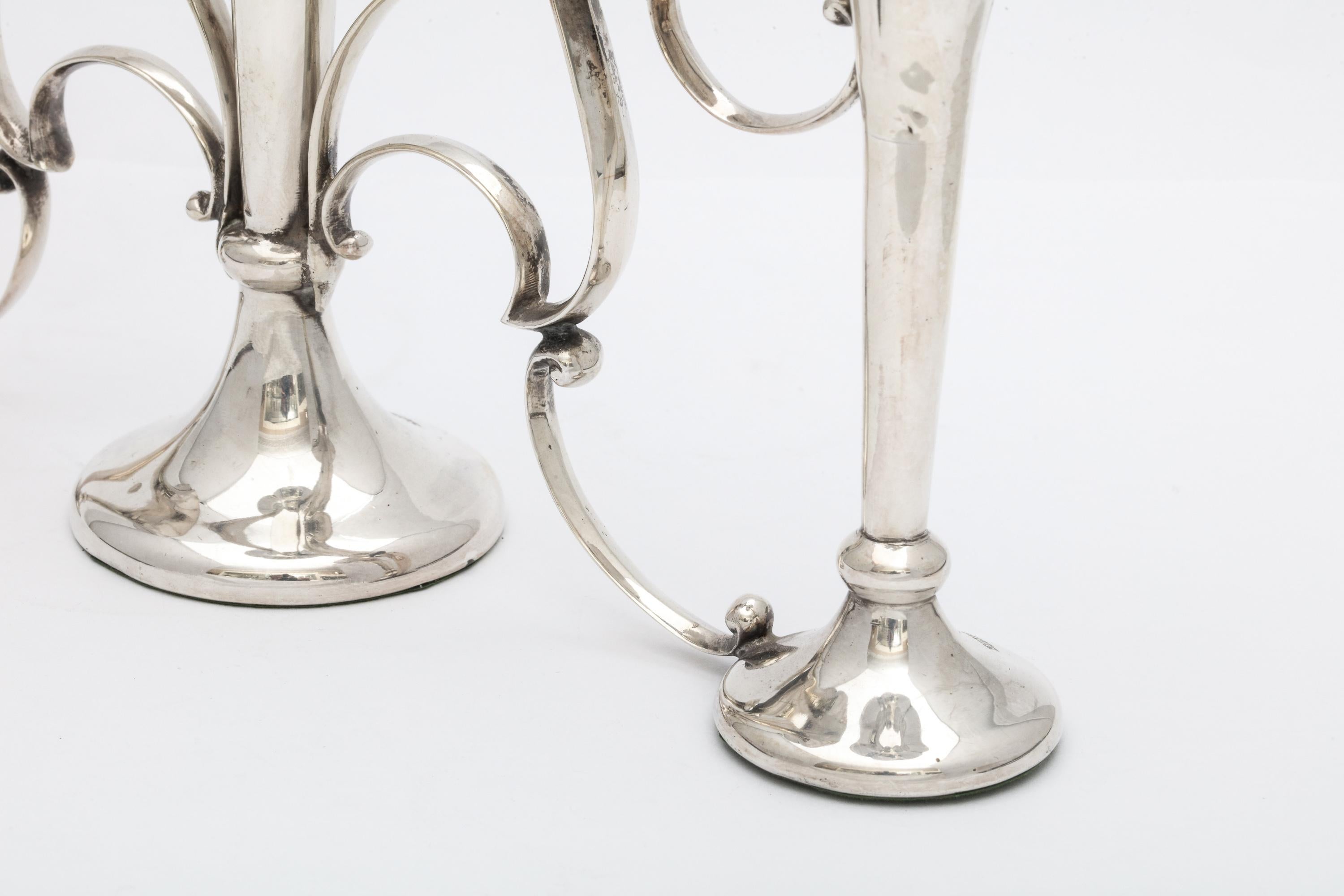 Art Nouveau Sterling Silver Three-Vase Epergne/Centerpiece-James Dixon and Sons 1