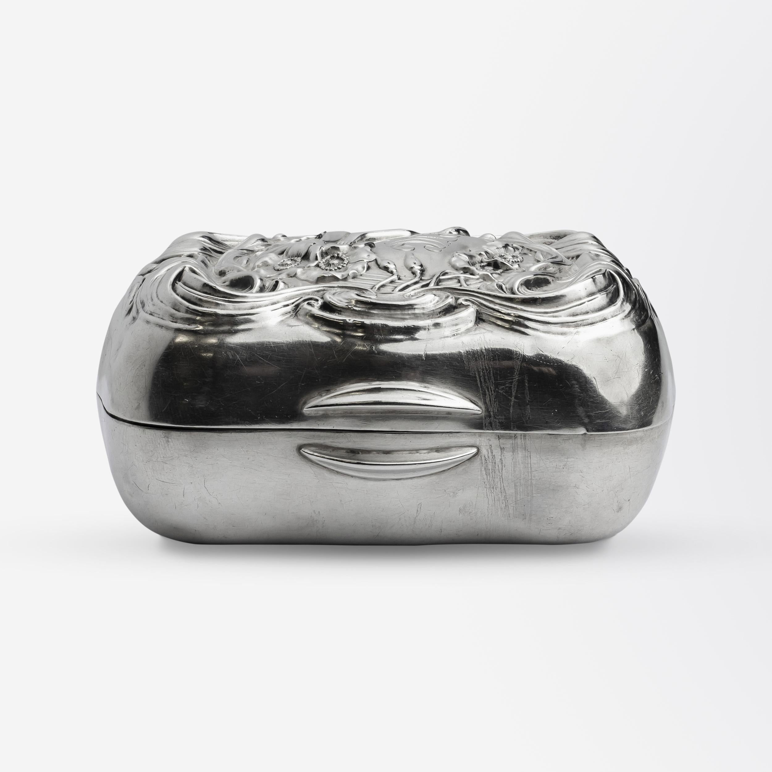 Women's or Men's Art Nouveau Sterling Silver Vanity Box by Unger Brothers
