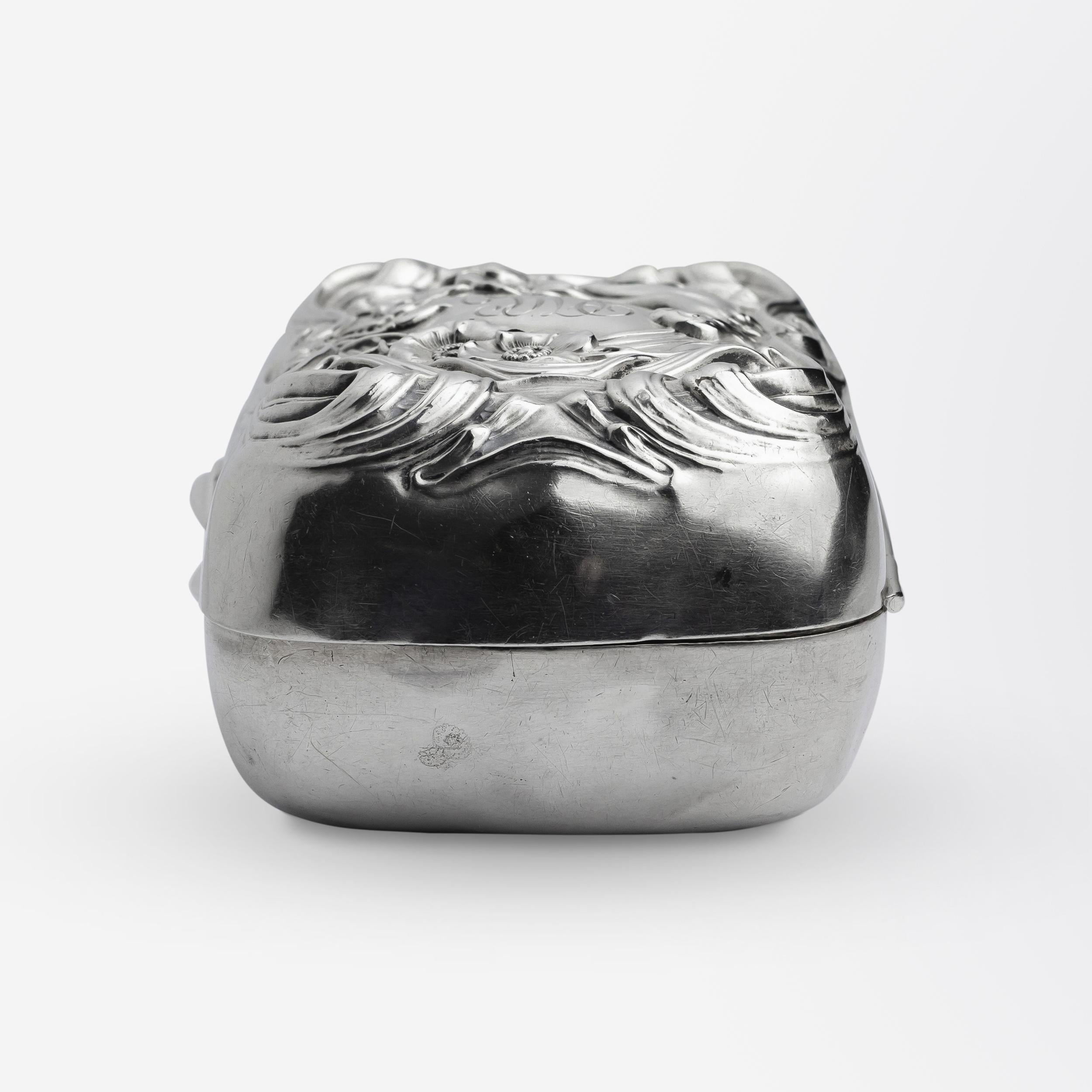 Art Nouveau Sterling Silver Vanity Box by Unger Brothers 1