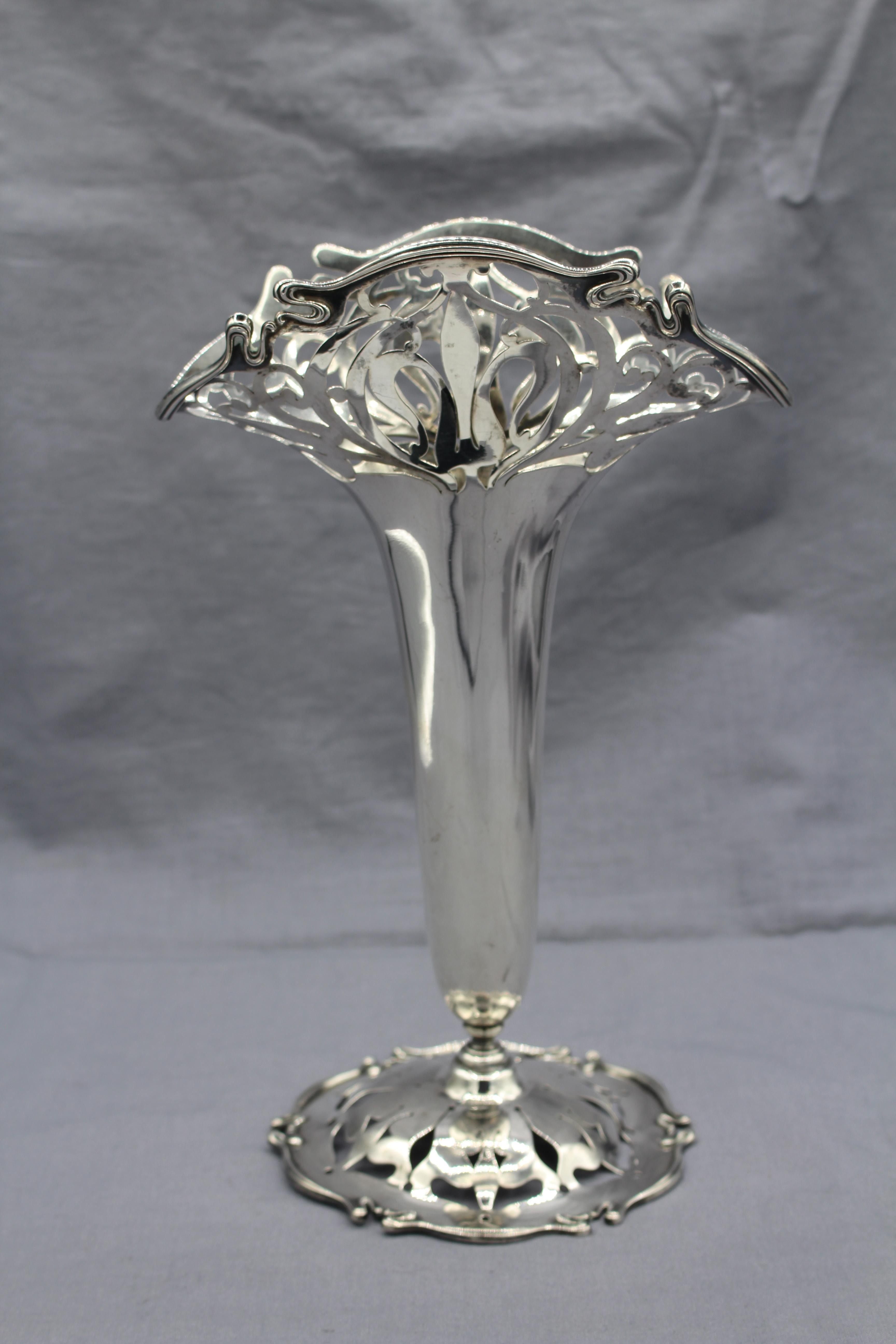 American Art Nouveau Sterling Silver Vase