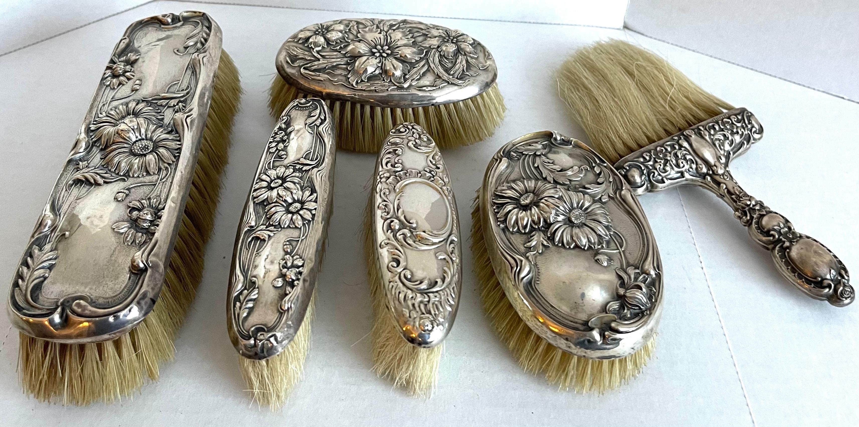 antique silver vanity set