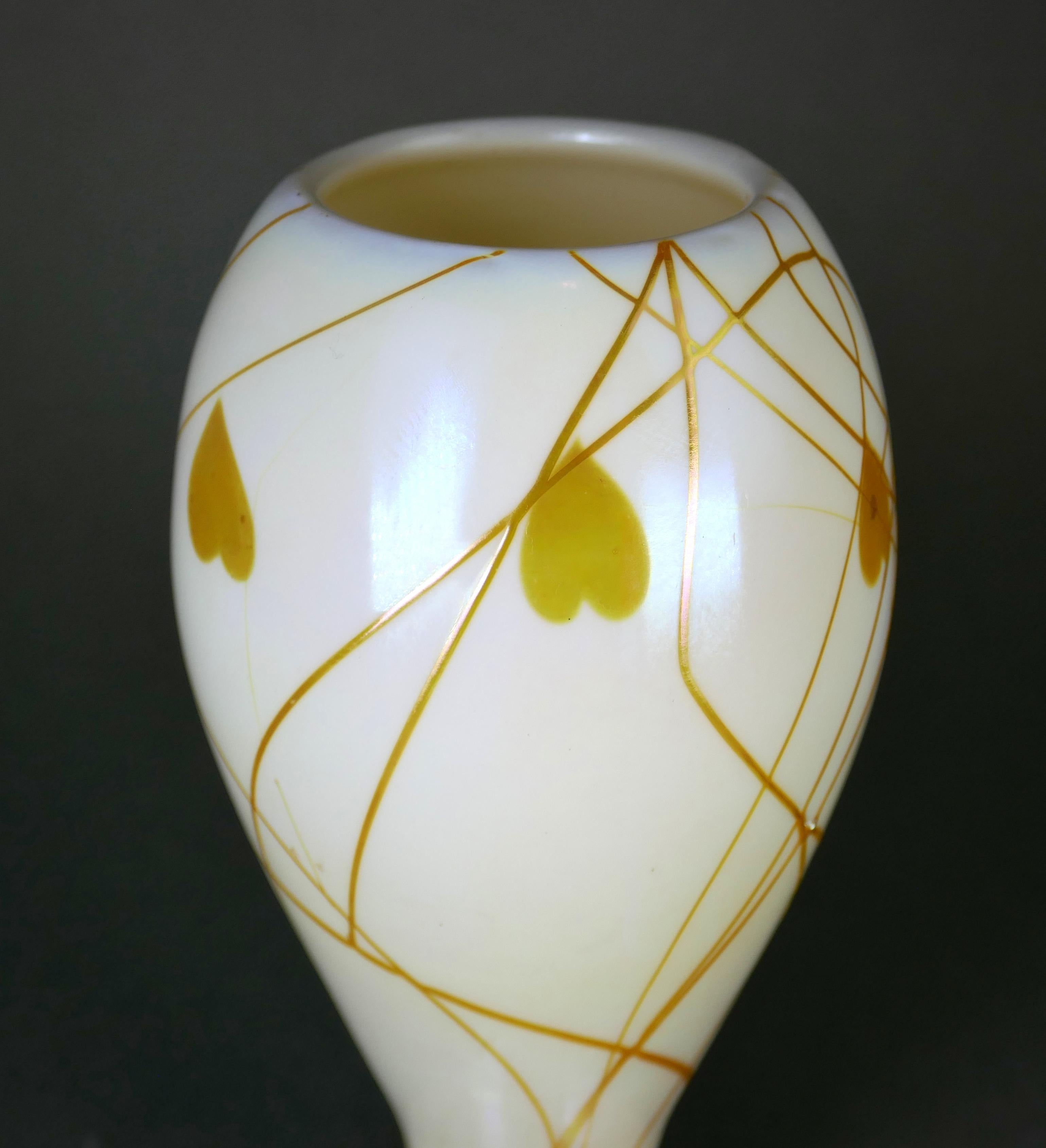Art Nouveau Steuben Gold Aurene Heart & Vine Glass Vase 4