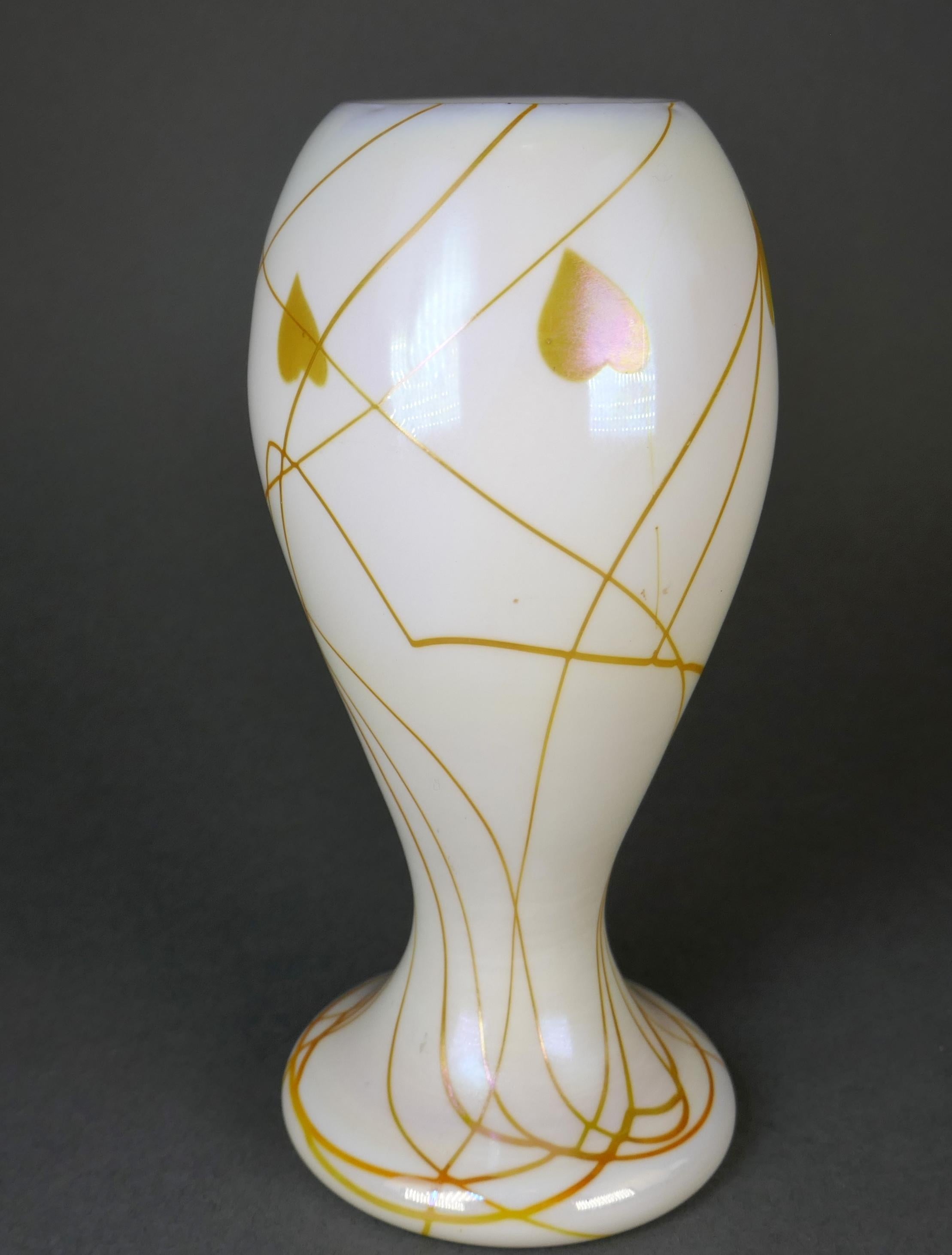 Art Nouveau Steuben Gold Aurene Heart & Vine Glass Vase 6
