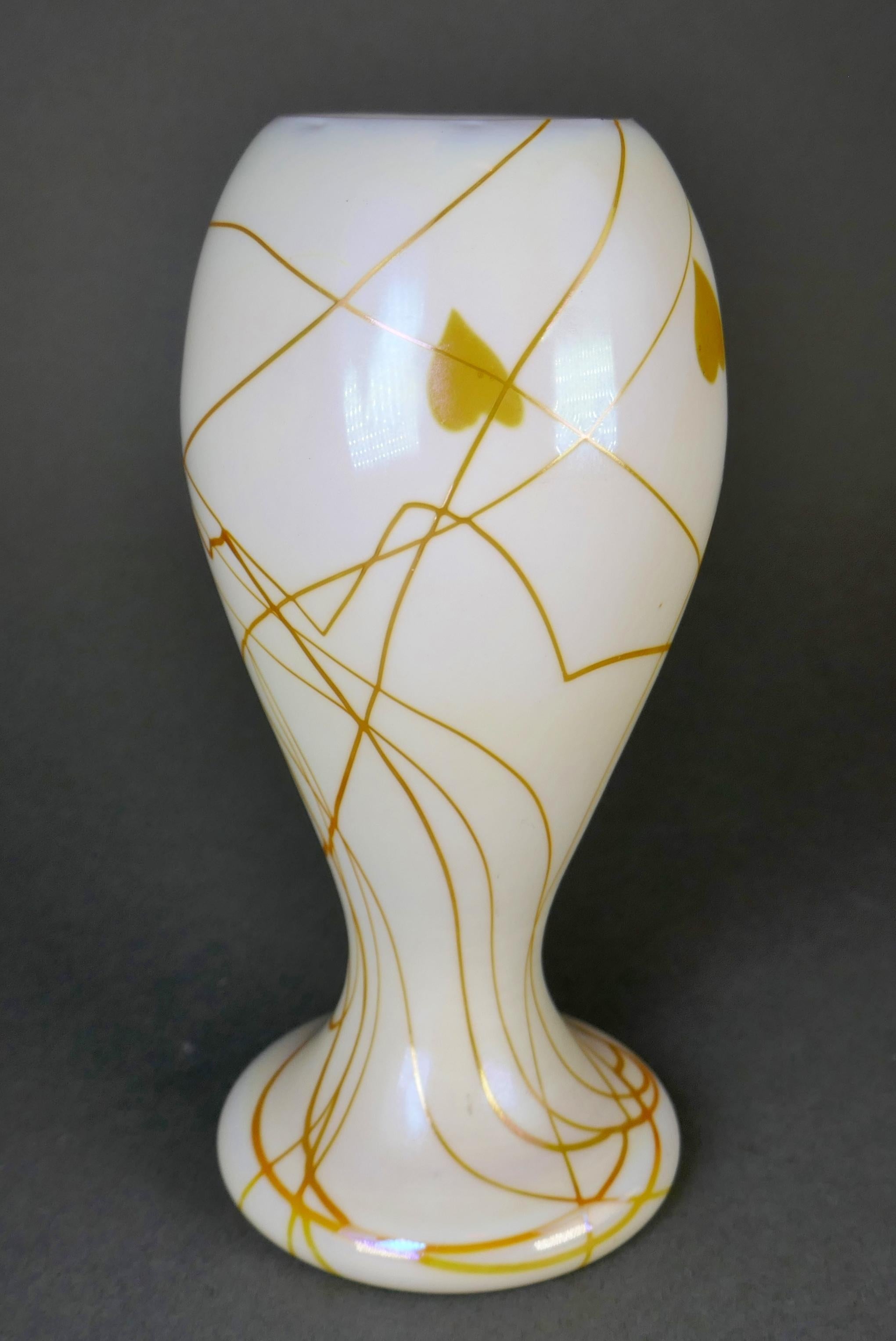 Art Nouveau Steuben Gold Aurene Heart & Vine Glass Vase 7