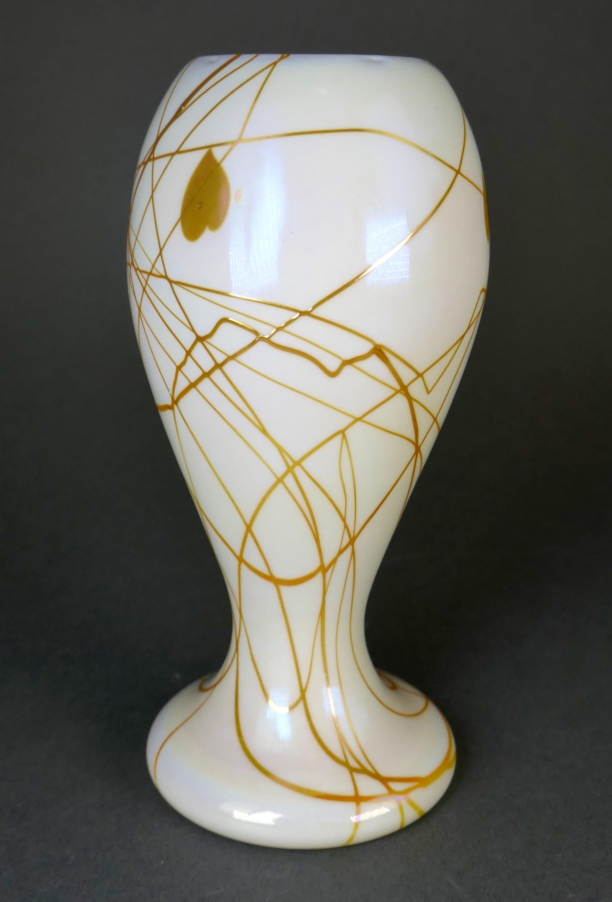 Art Nouveau Steuben Gold Aurene Heart & Vine Glass Vase 8