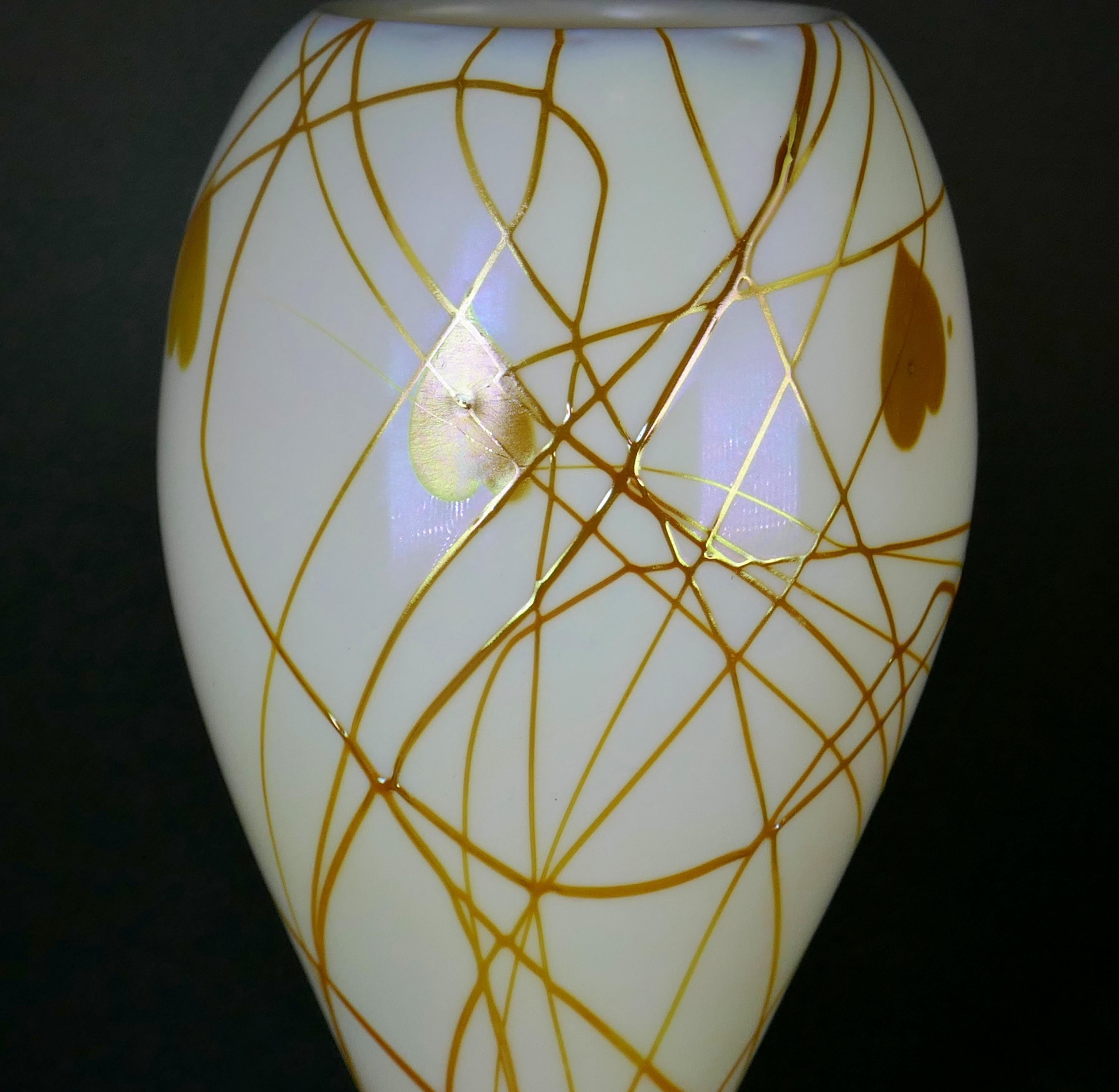 Art Nouveau Steuben Gold Aurene Heart & Vine Glass Vase 1