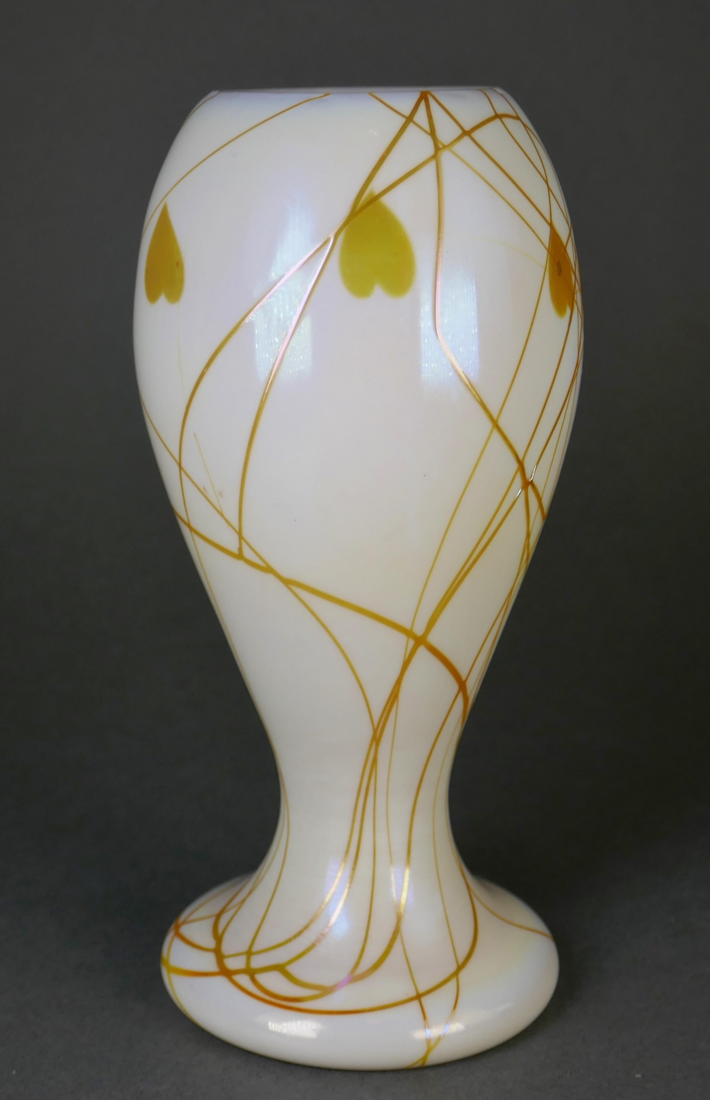 Art Nouveau Steuben Gold Aurene Heart & Vine Glass Vase 3