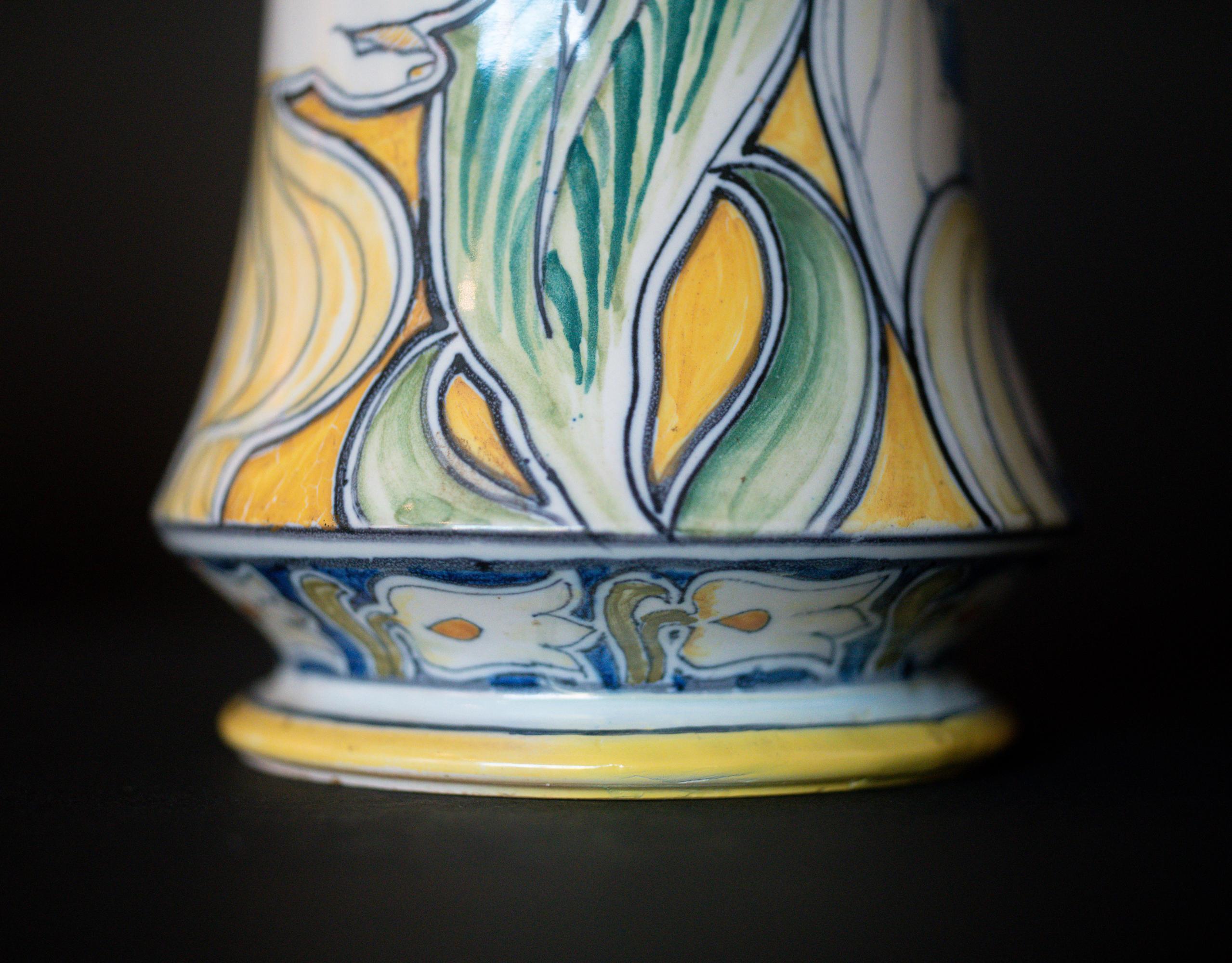 Earthenware Art Nouveau Stile Liberty Portrait Vase by Galileo Chini For Sale