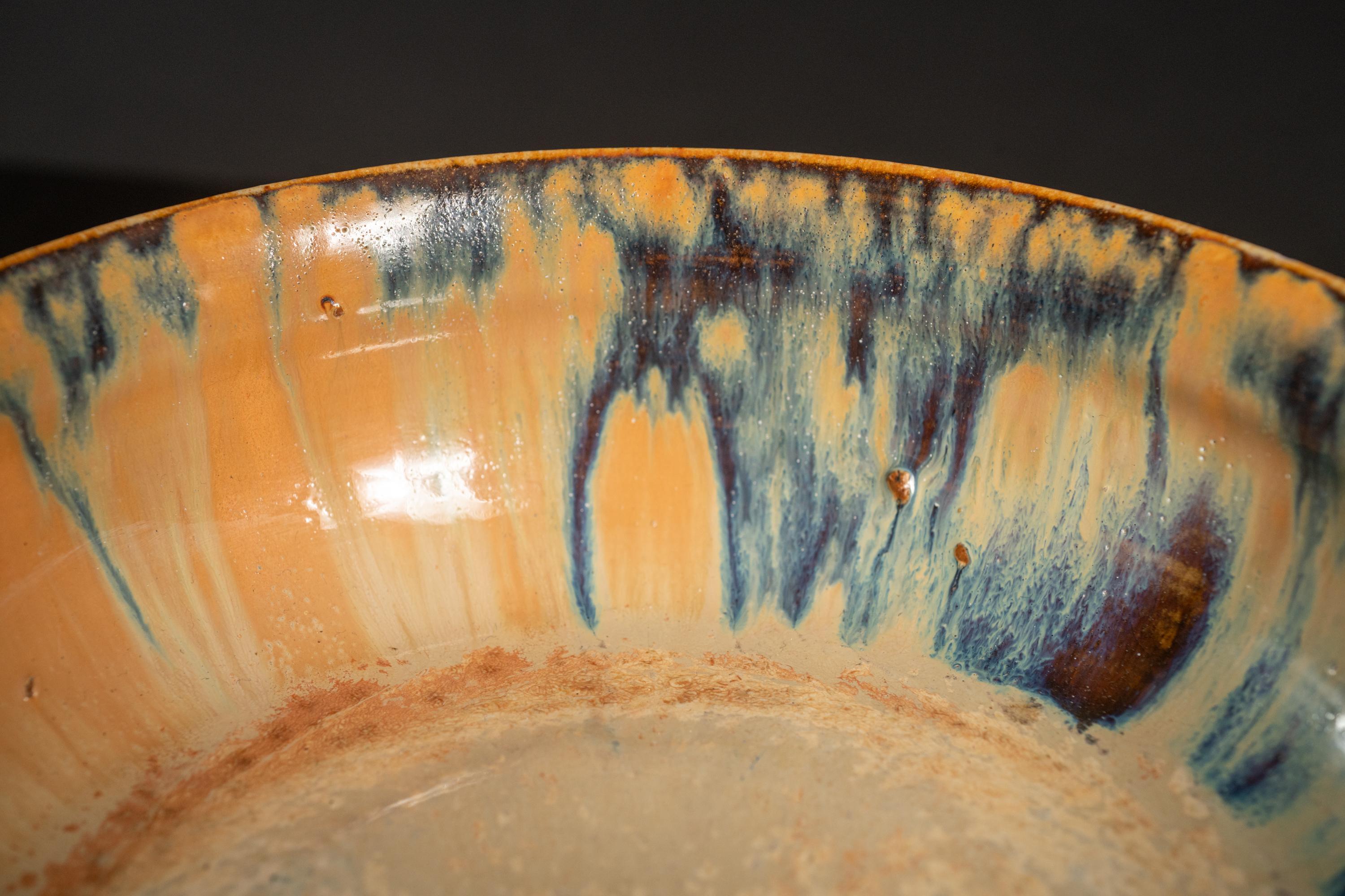 Art Nouveau Stoneware Copper Drip Bowl in Silver Mount by Auguste Delaherche For Sale 3