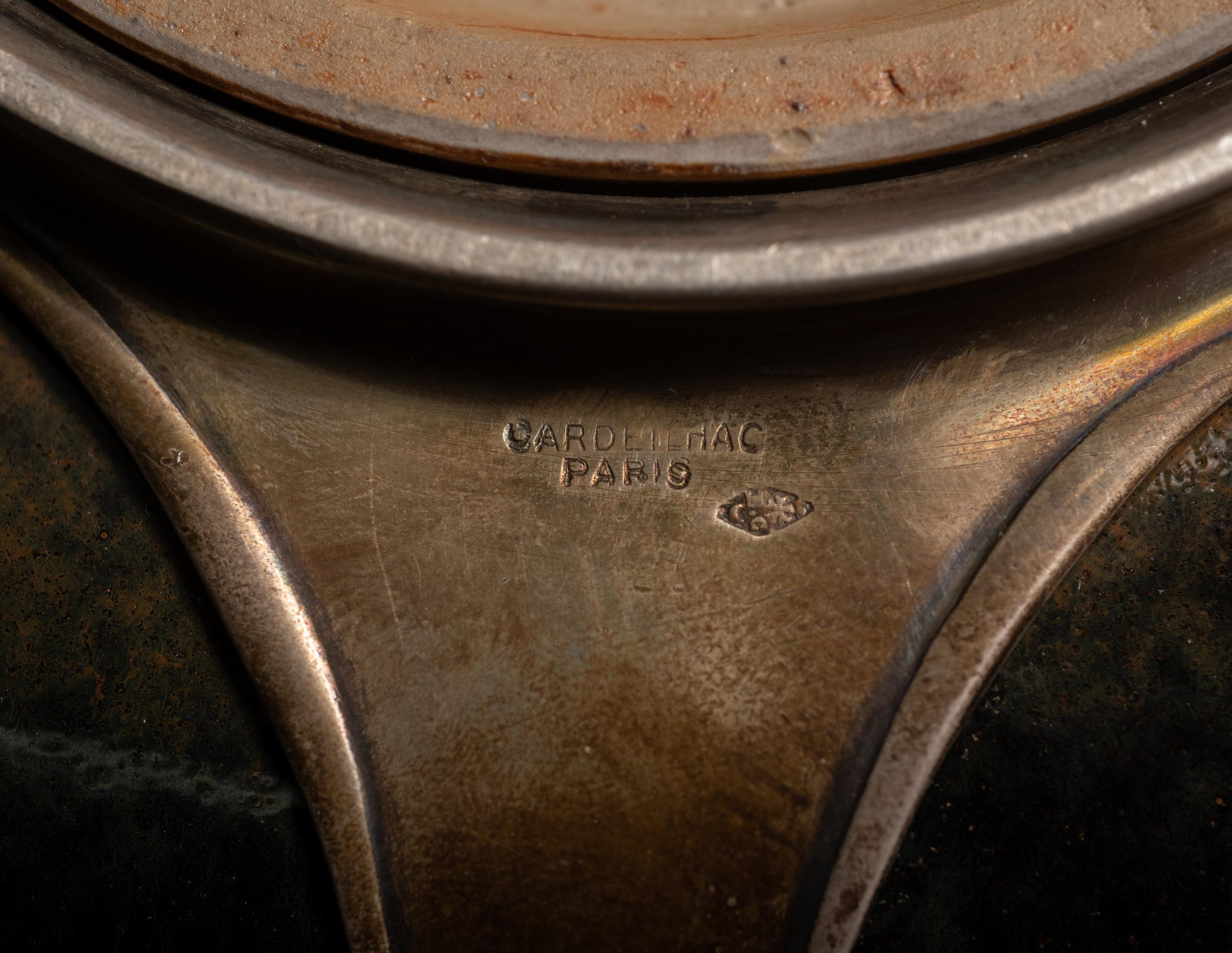 Art Nouveau Stoneware Copper Drip Bowl in Silver Mount by Auguste Delaherche For Sale 7