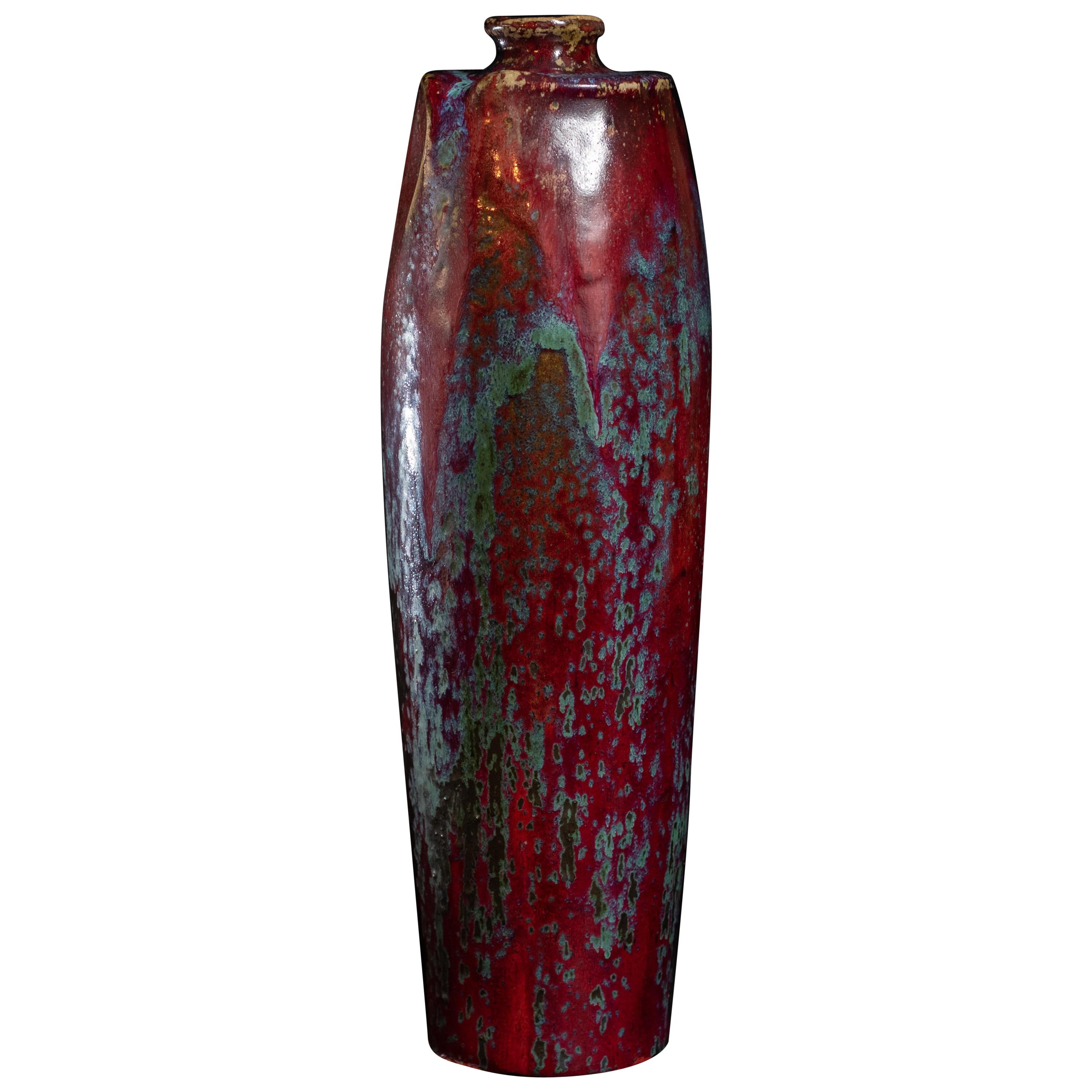 Jarrón Flambe carmesí de gres Art Nouveau Pierre-Adrien Dalpayrat