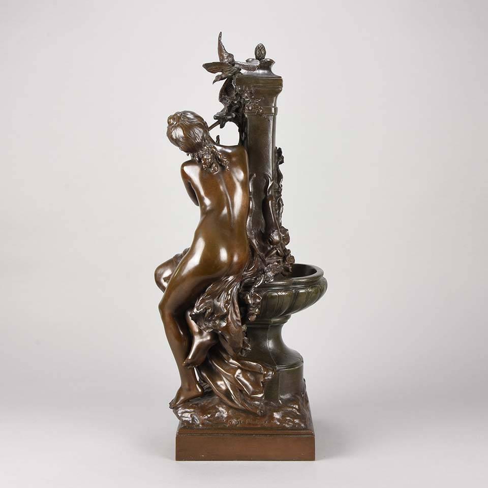 Cast Art Nouveau Study Entitled 'A La Fountaine' by Mathurin Moreau