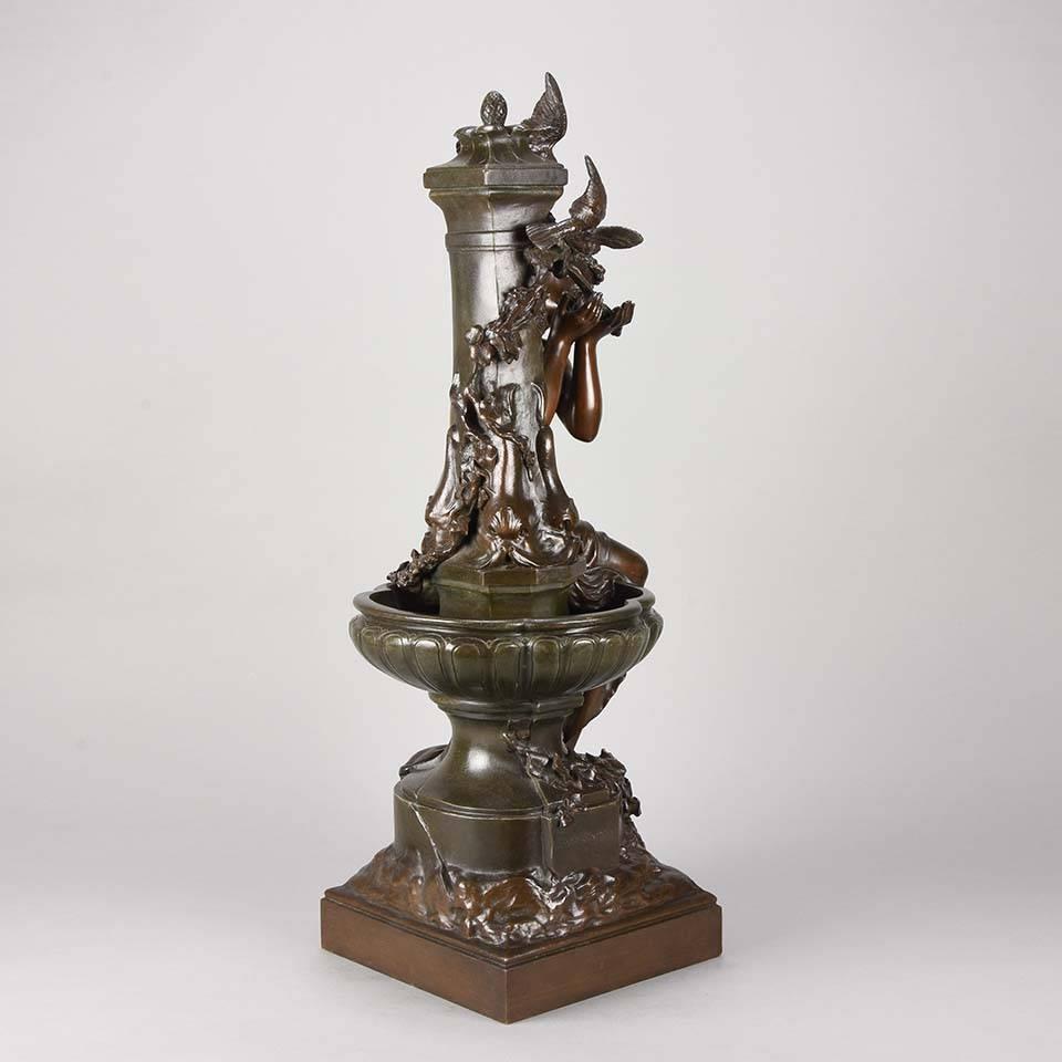 Bronze Art Nouveau Study Entitled 'A La Fountaine' by Mathurin Moreau