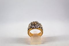 Art Nouveau Style 0.70 Carat White Diamond Yellow Gold Fashion "Flower" Ring