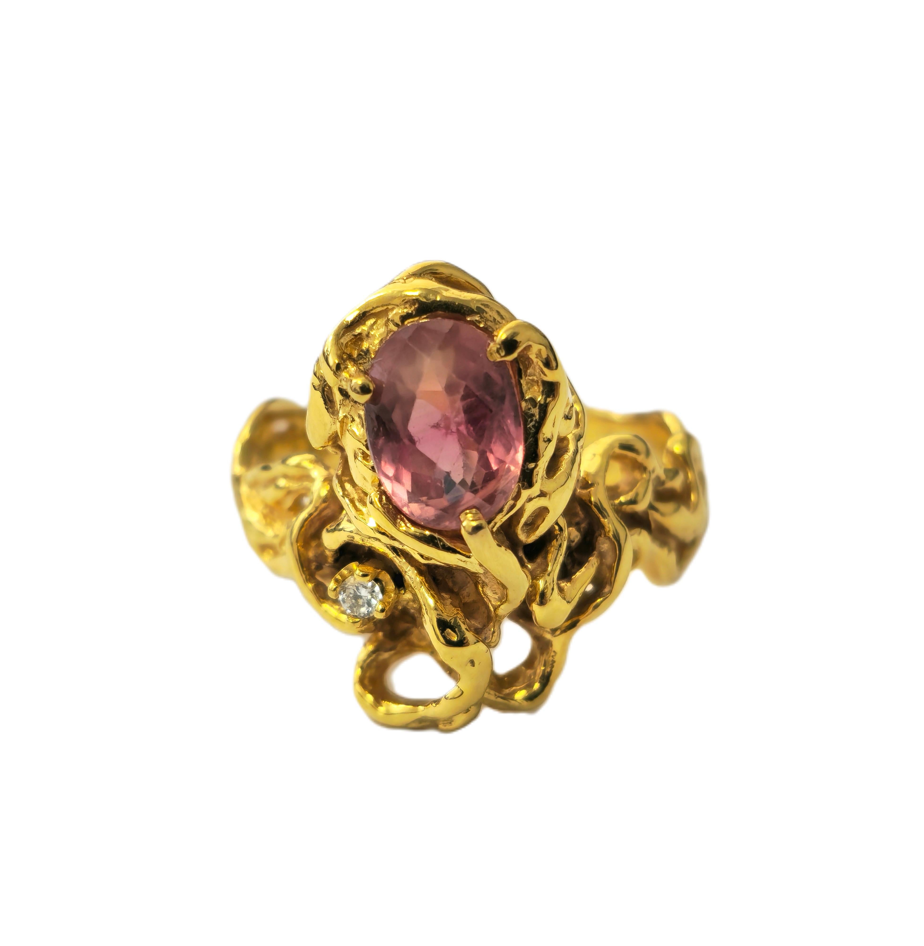 Anillo de zafiro estilo Art Nouveau de 1,30 quilates en oro de 14k