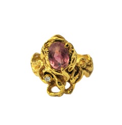 Anillo de zafiro estilo Art Nouveau de 1,30 quilates en oro de 14k