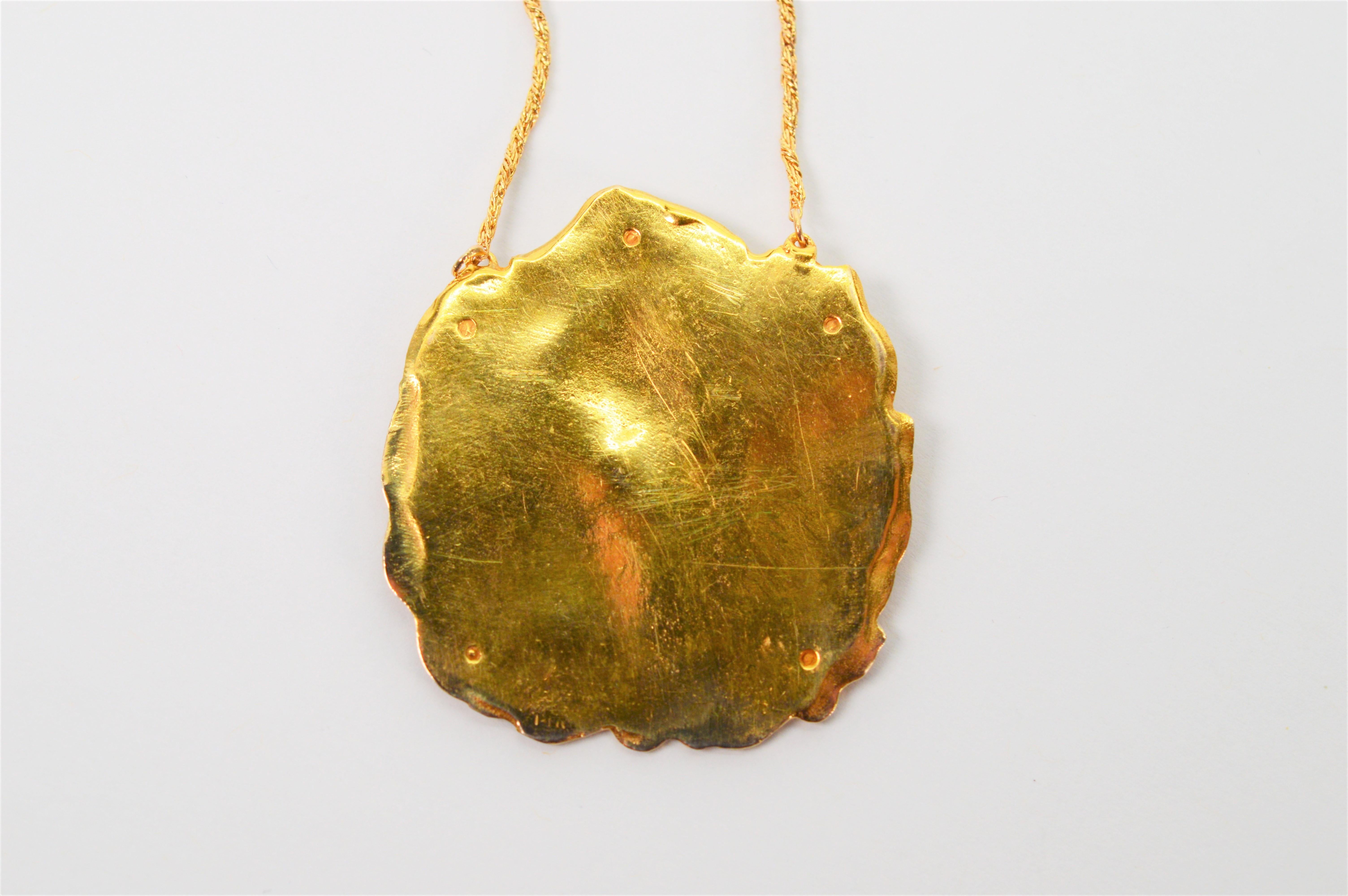 Collier pendentif en or jaune 14 carats de style Art nouveau en vente 2