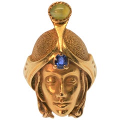 Art Nouveau Style 14K Yellow Gold Sultan Ring
