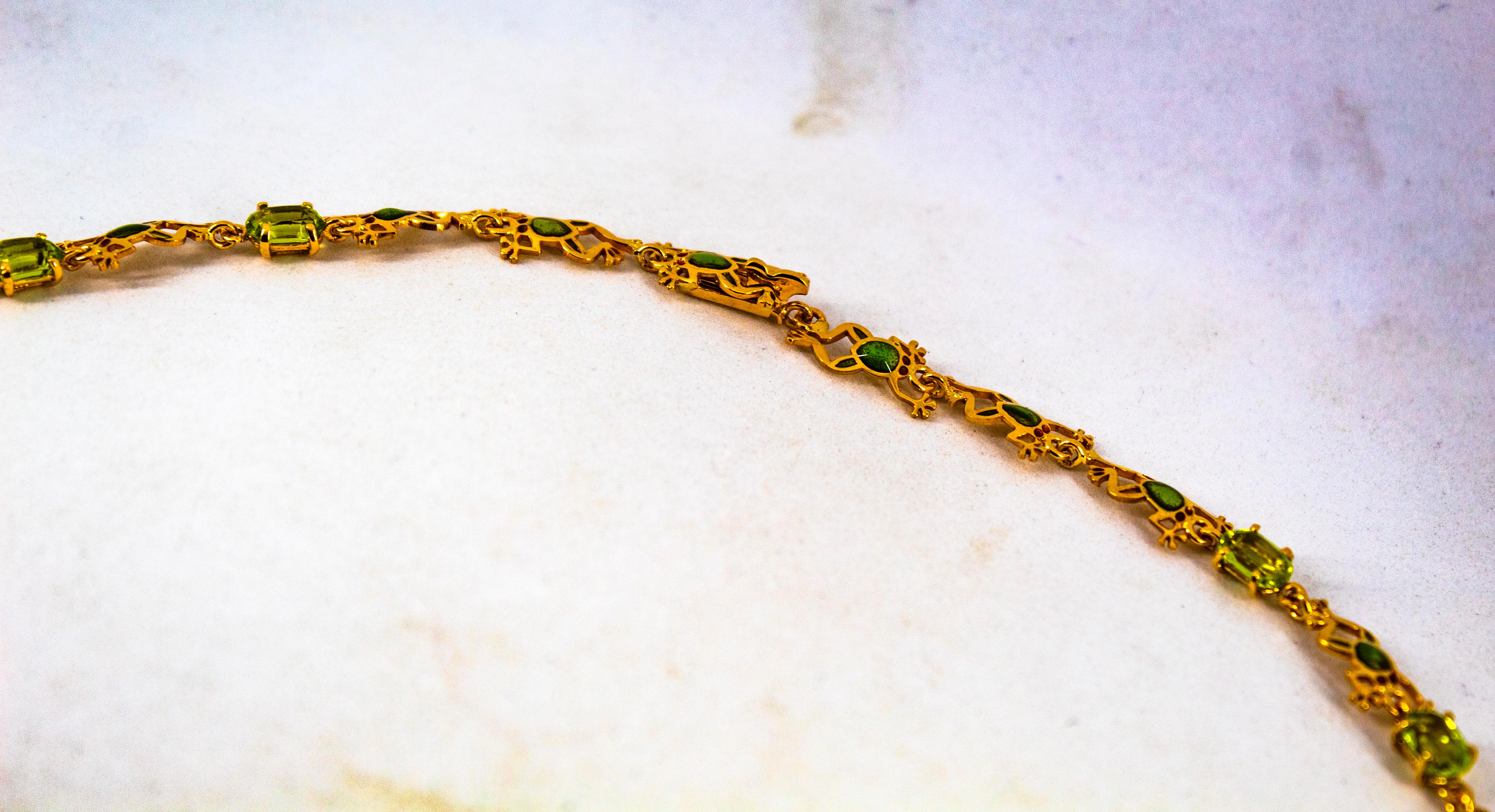 Collana in oro giallo con smalto e diamanti bianchi da 17,49 carati in stile Art Nouveau In condizioni Nuovo in vendita a Naples, IT