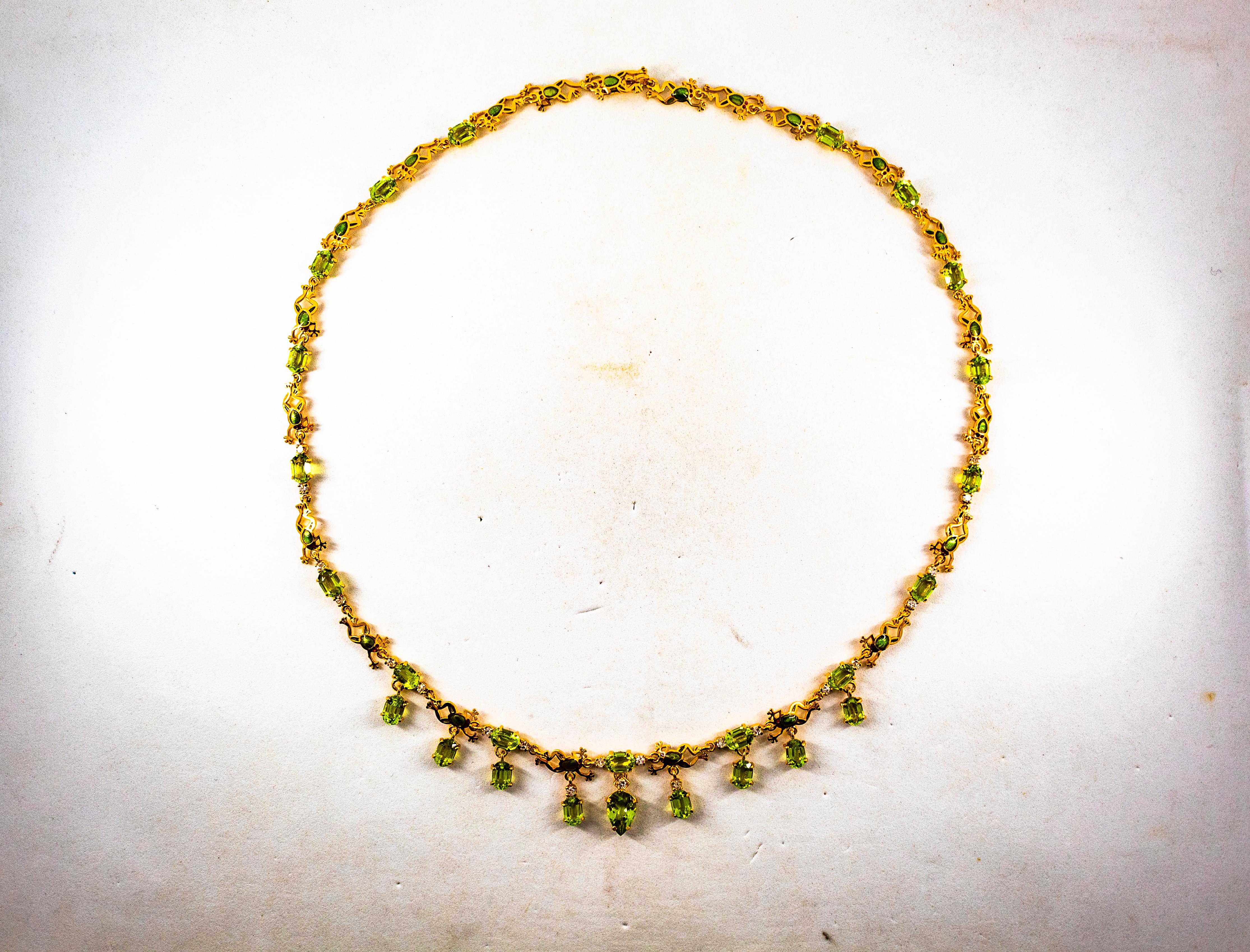 Collana in oro giallo con smalto e diamanti bianchi da 17,49 carati in stile Art Nouveau in vendita 2