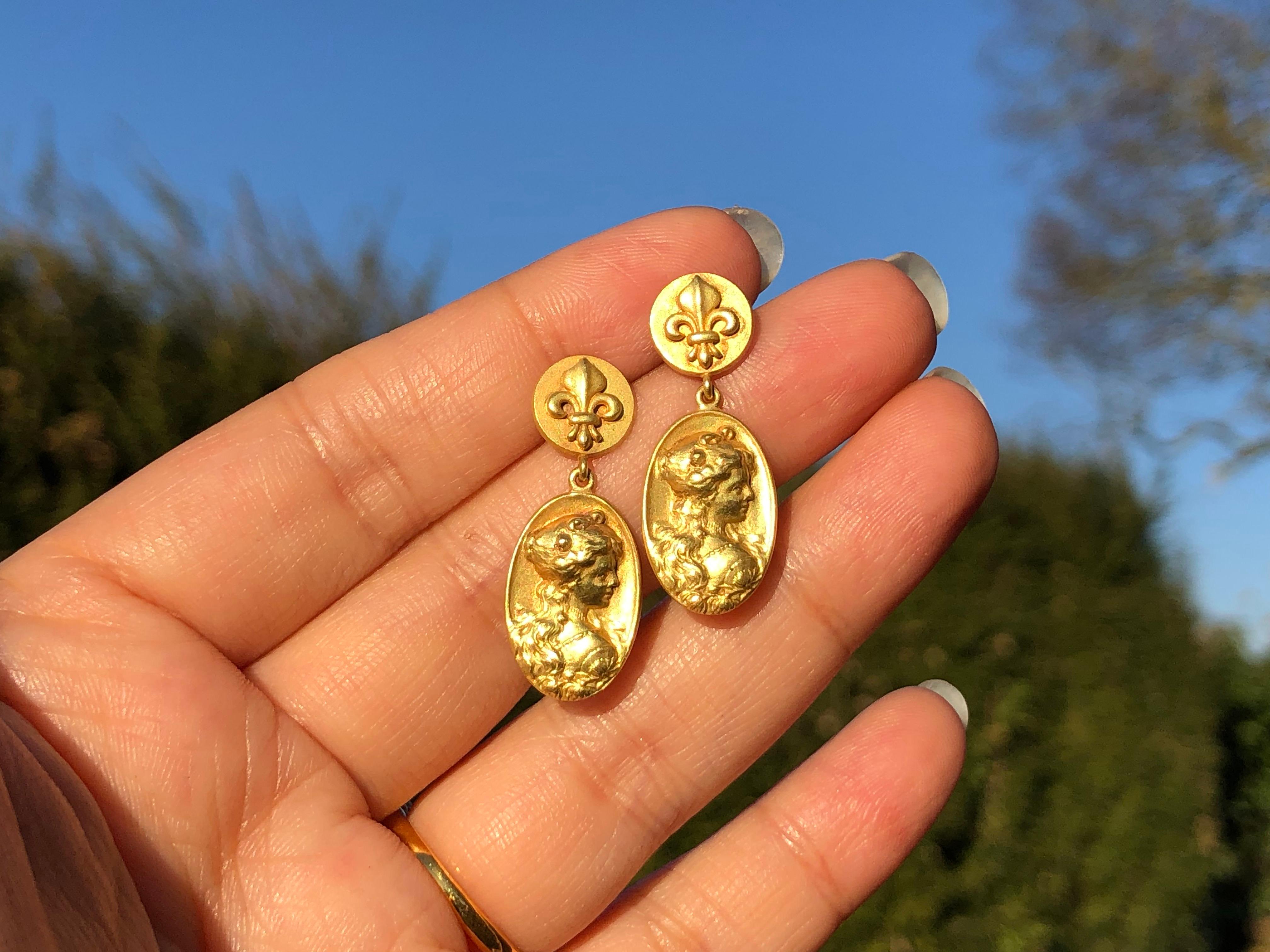 art nouveau gold earrings