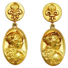 Art Nouveau Style 18K Gold Earrings